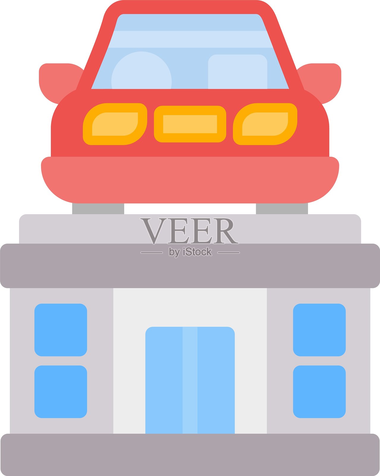 大学停车场扁平图标设计插画图片素材