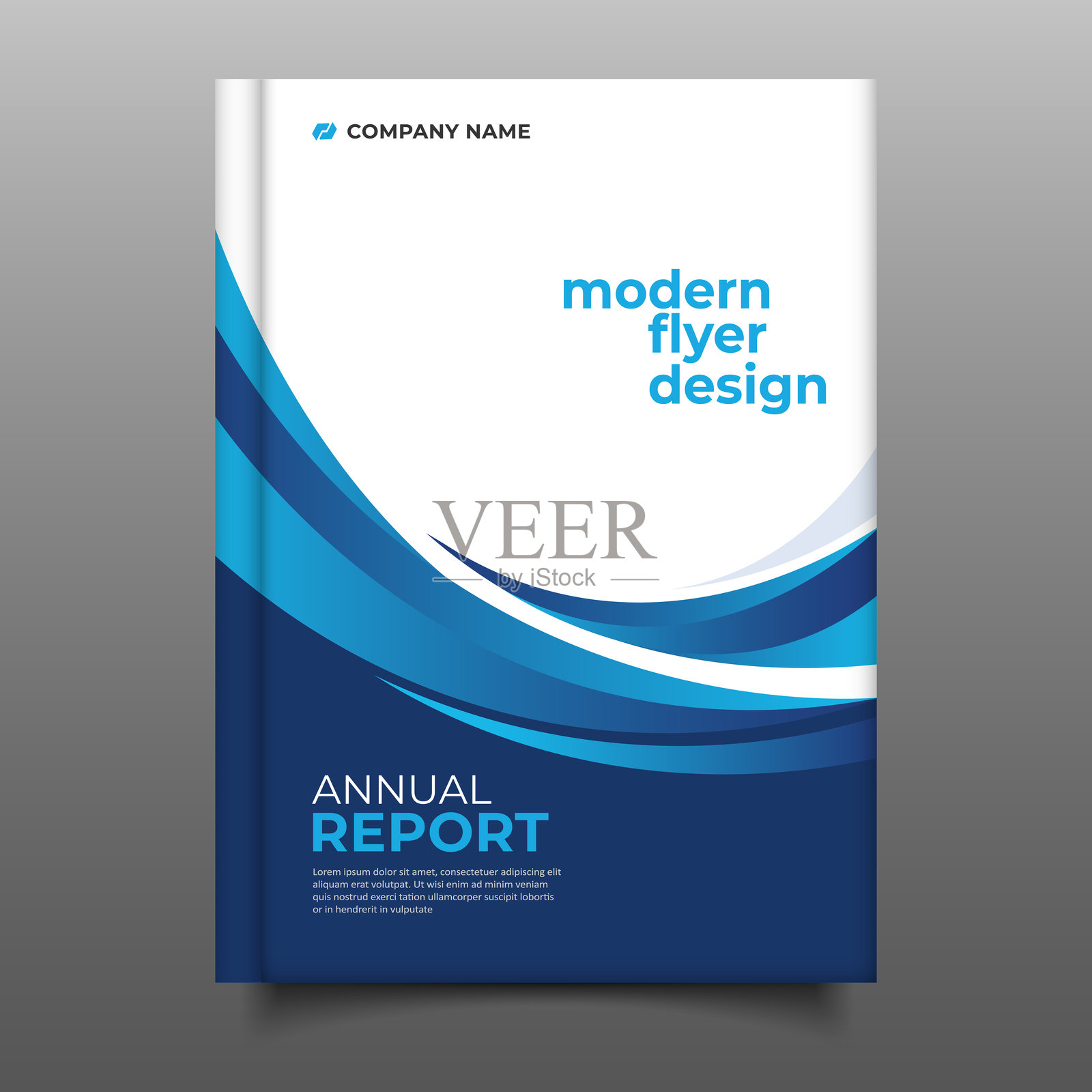 现代商业年度报告封面模板传单波浪设计插画图片素材