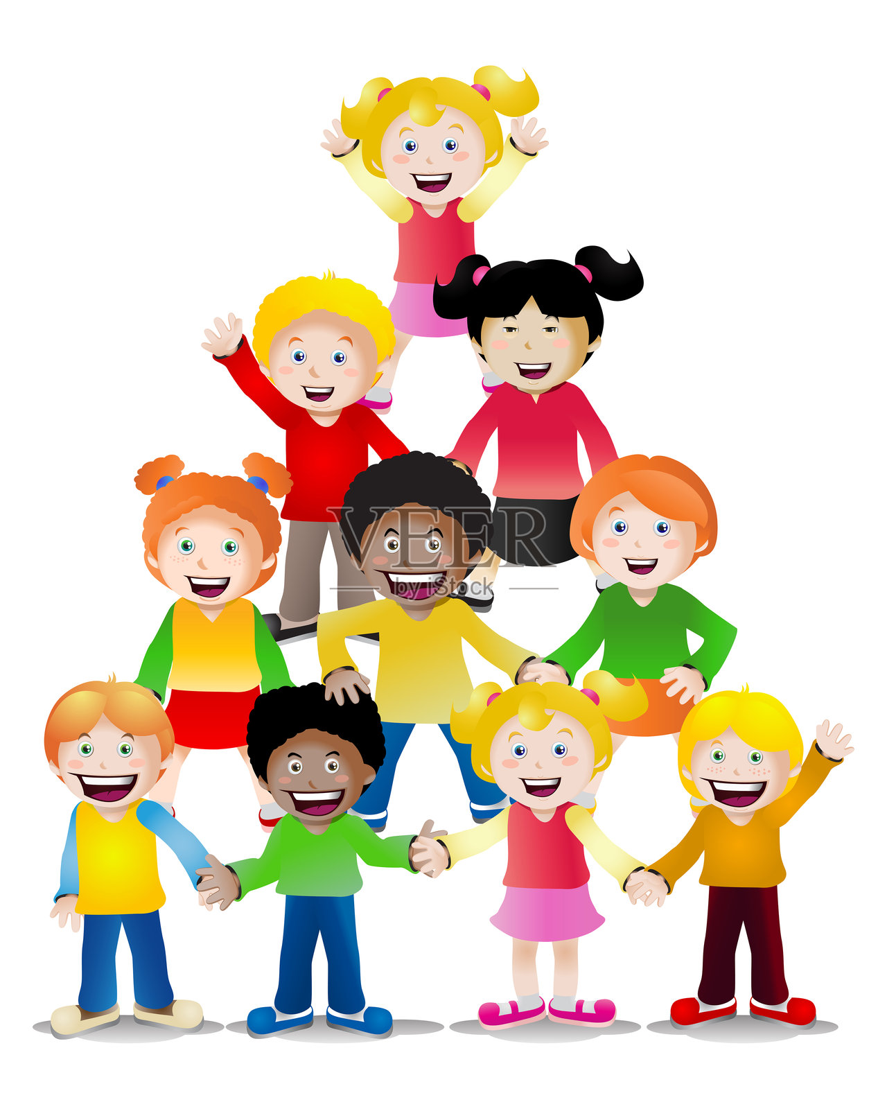 多元文化儿童团队合作插画图片素材
