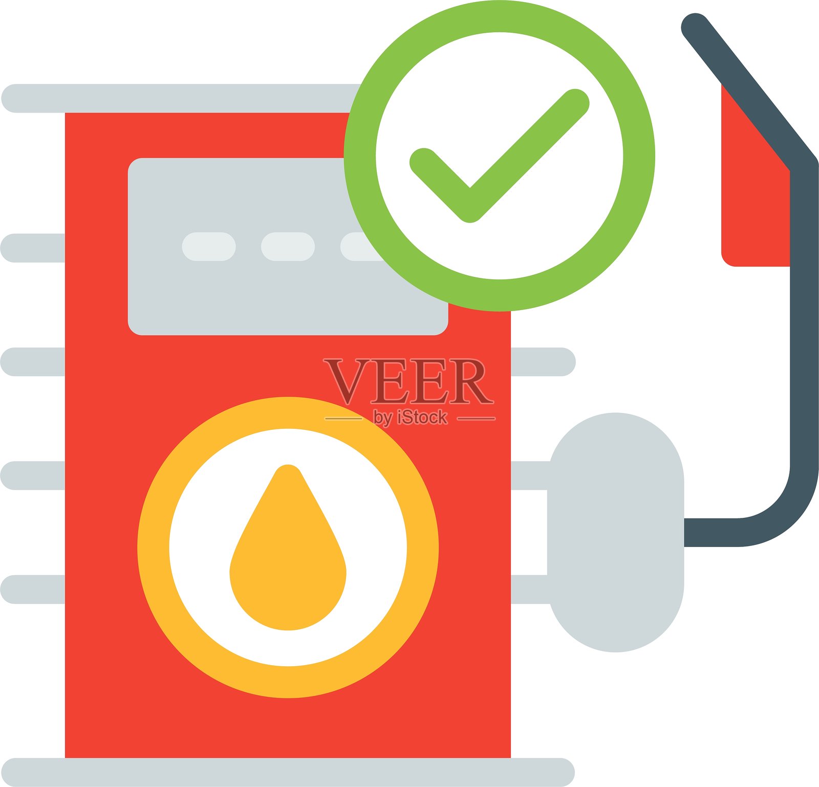 加油站扁平图标设计插画图片素材