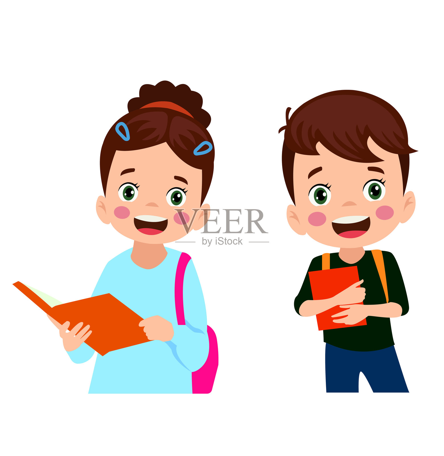 不同姿势的学生矢量插图插画图片素材