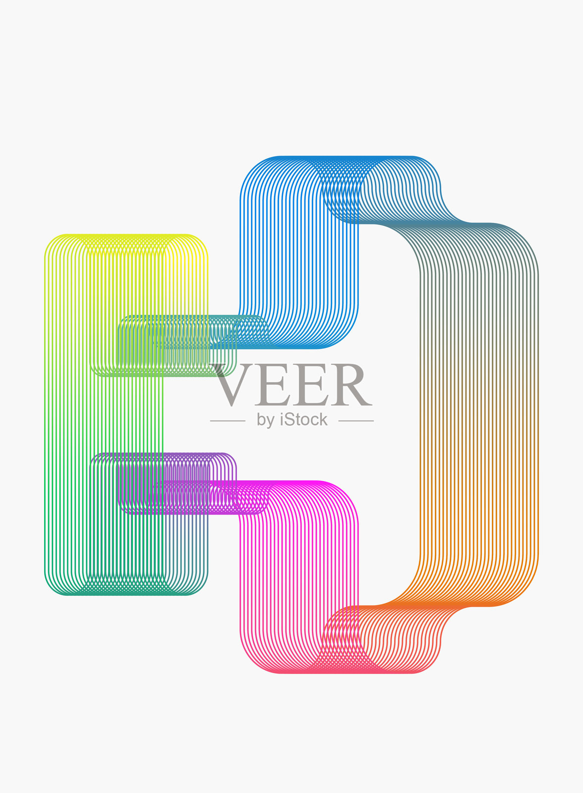 抽象霓虹渐变曲线几何排列线条图案华丽背景插画图片素材