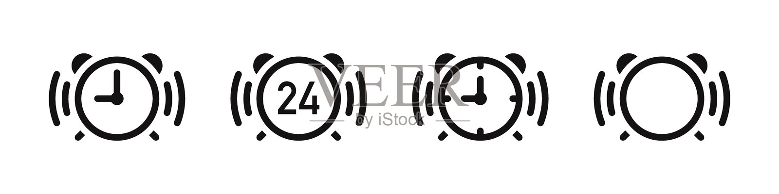 闹钟图标集。起床时间。矢量插图。插画图片素材