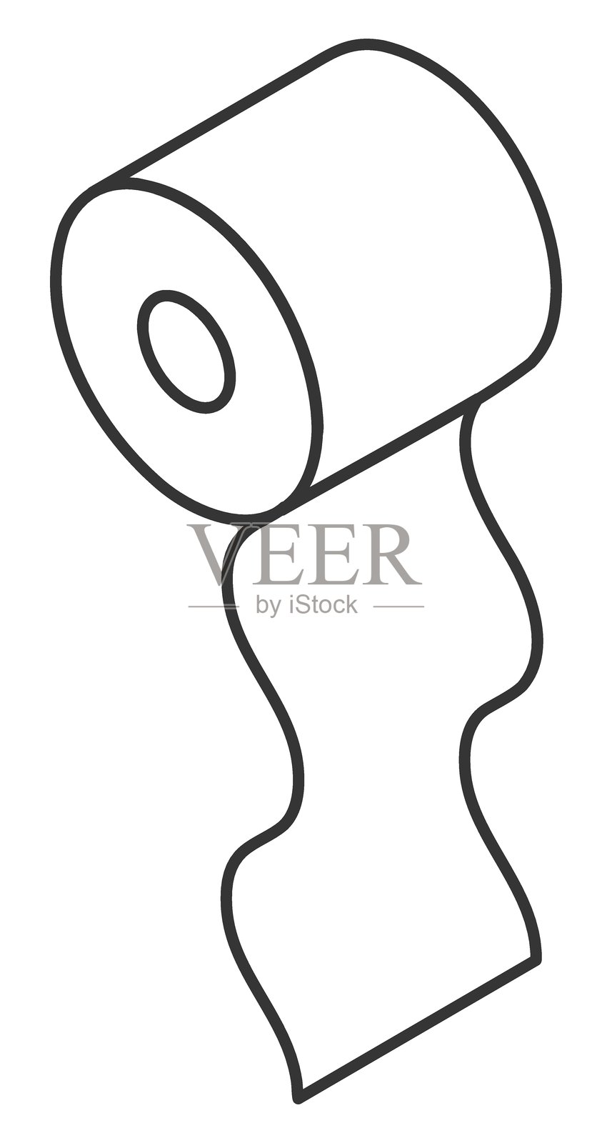 简约线条艺术的卫生纸卷。象征卫生、短缺或基本需求。适合用于卫生宣传活动、网站图标或信息图表。插画图片素材