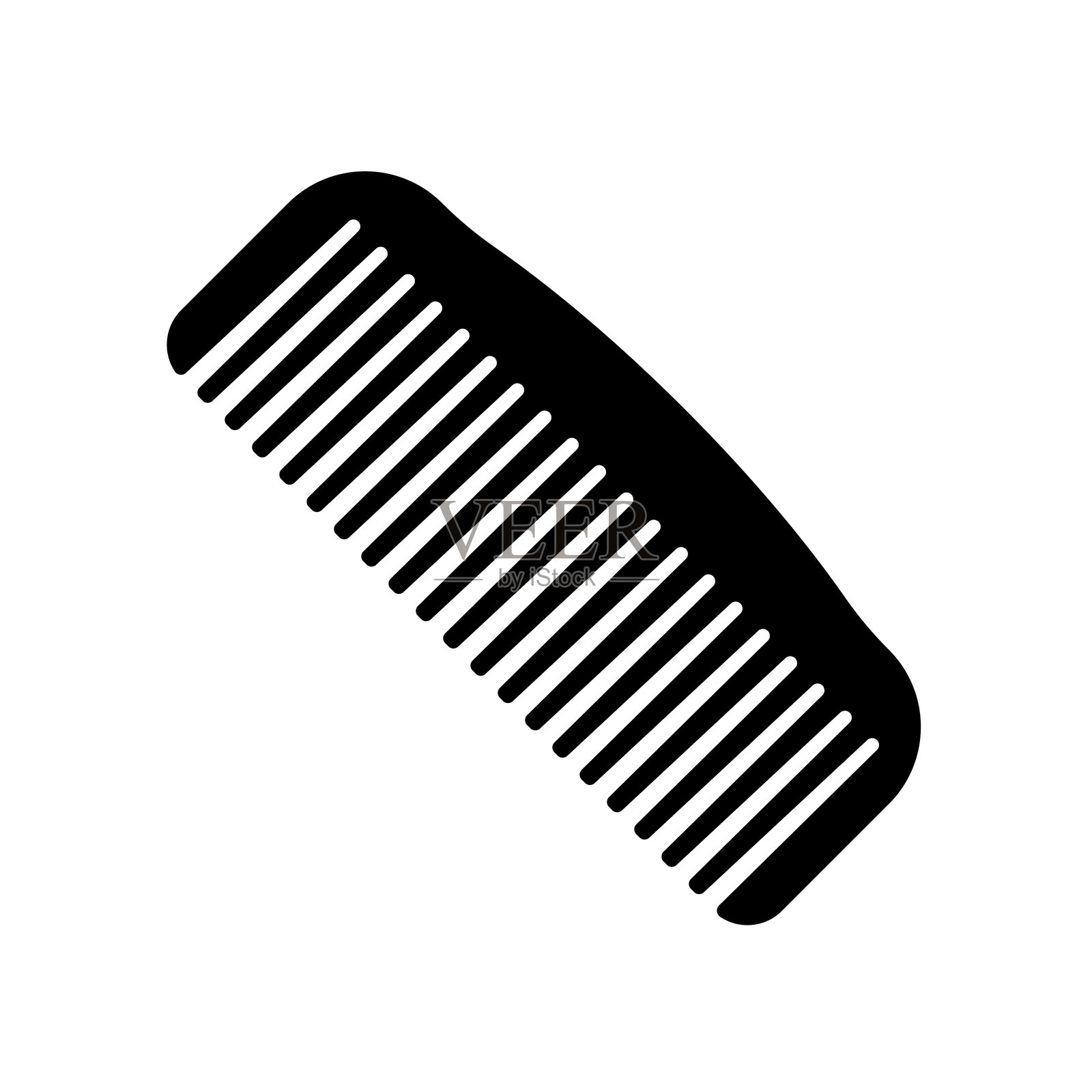 一个用于造型和梳理头发的塑料梳子扁平矢量图标，扁平风格的发刷图标插画图片素材