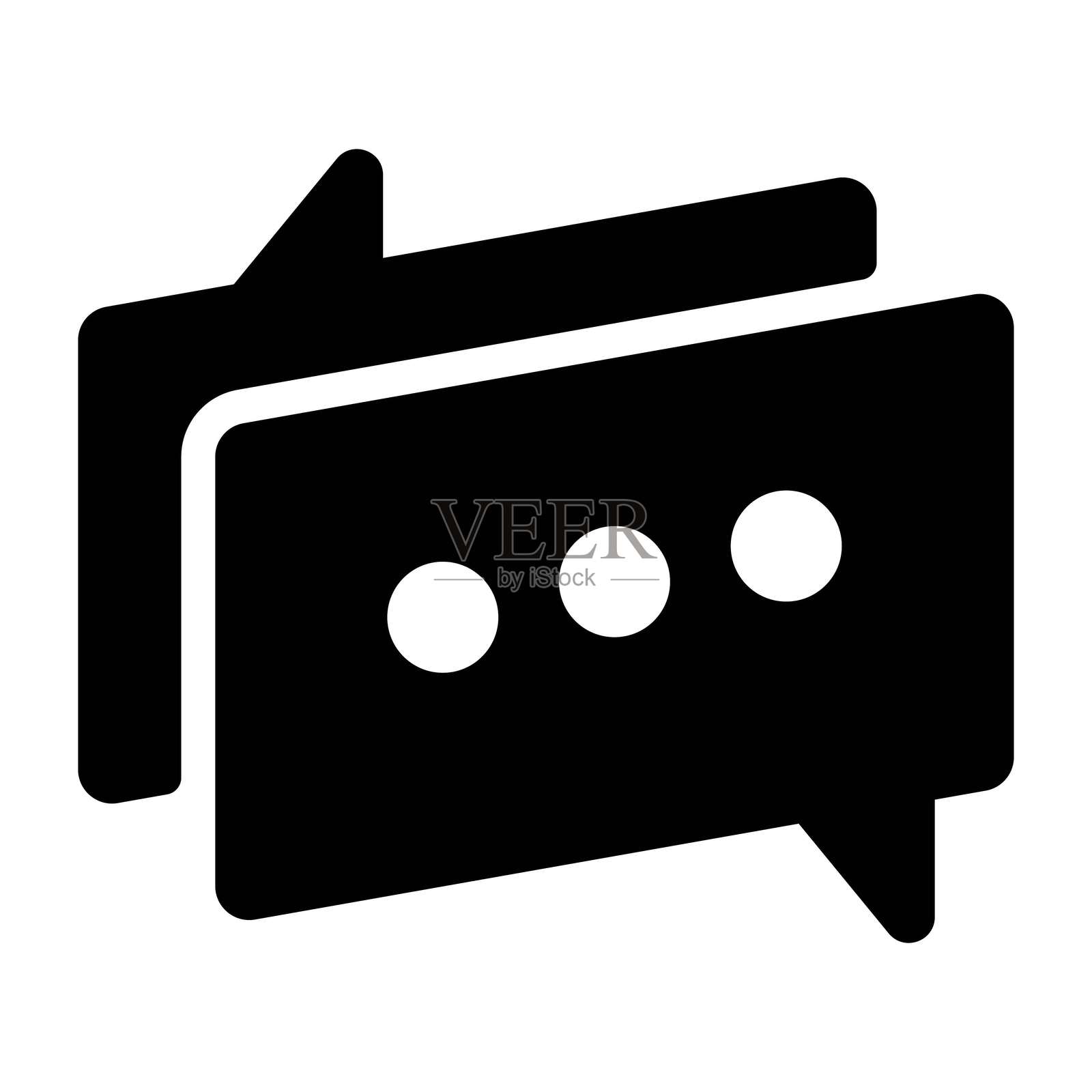 聊天气泡填充图标。黑白聊天符号插画图片素材