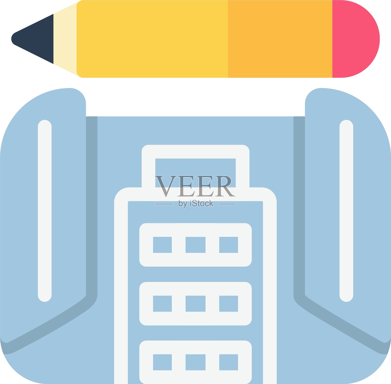 蓝图扁平图标设计插画图片素材