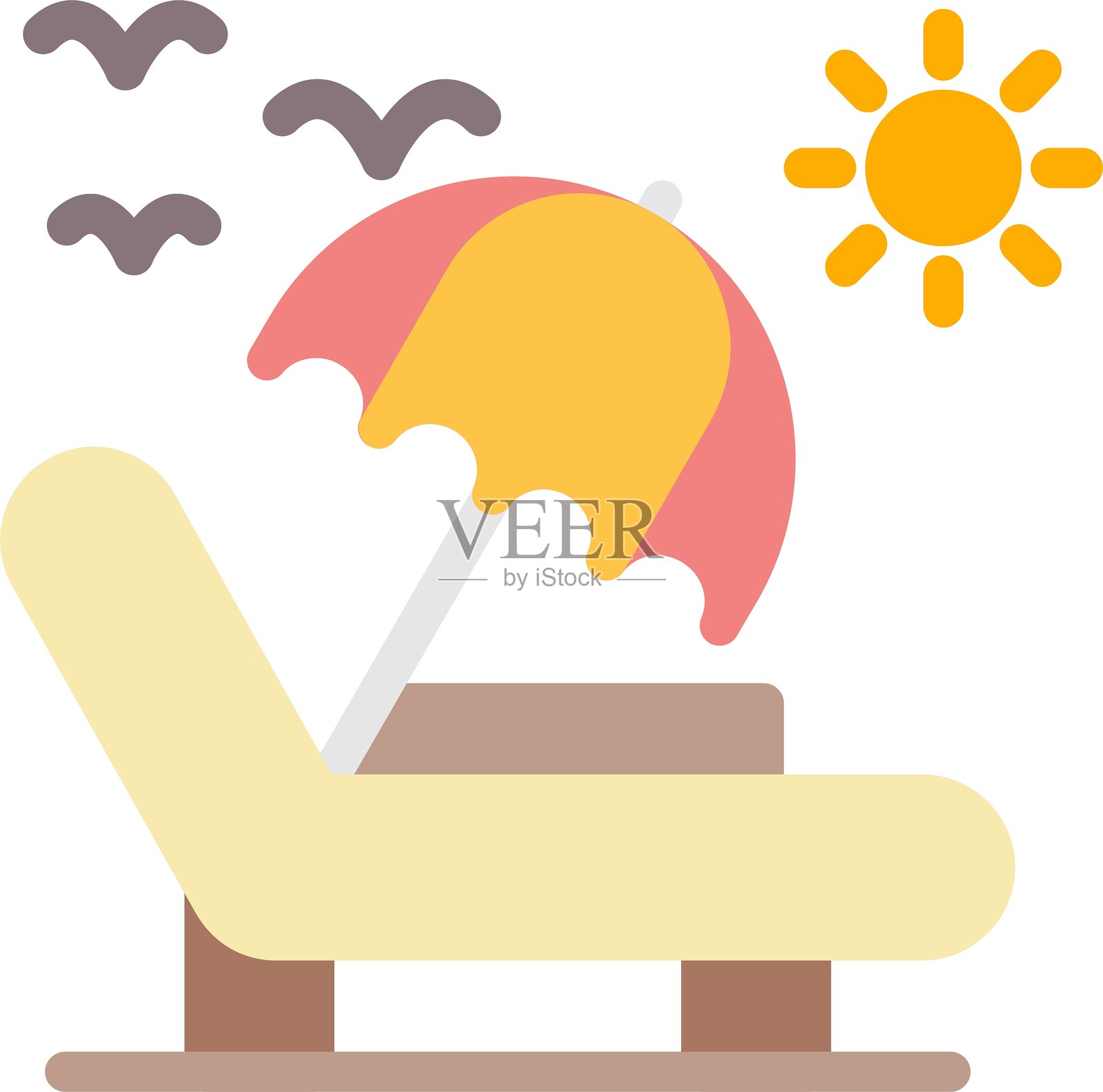 沙滩椅平面图标设计插画图片素材