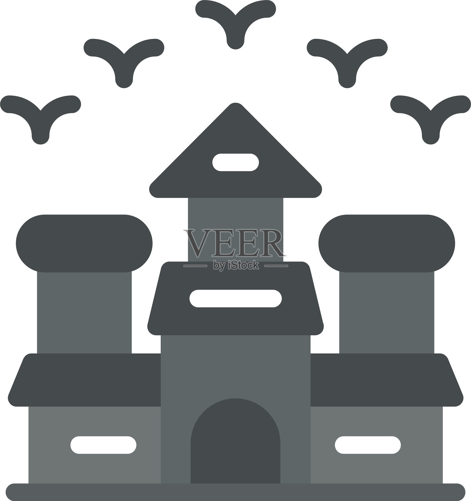 鬼屋扁平图标设计插画图片素材