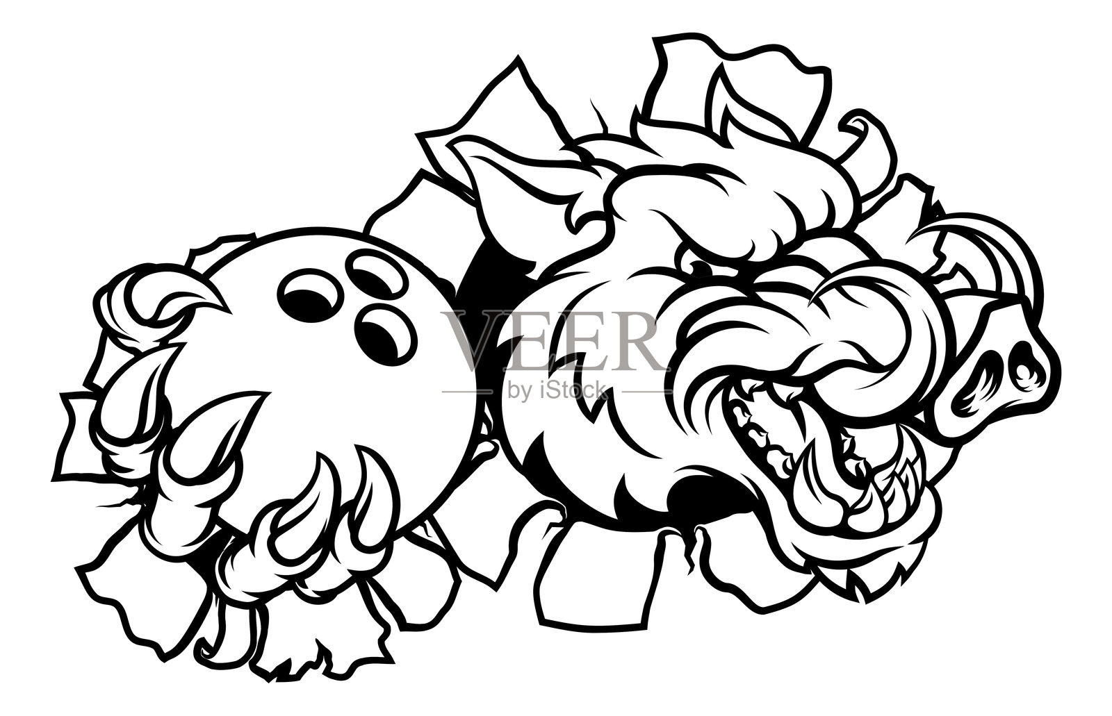 野猪 剃刀背野猪 战争猪 猪 保龄球吉祥物插画图片素材