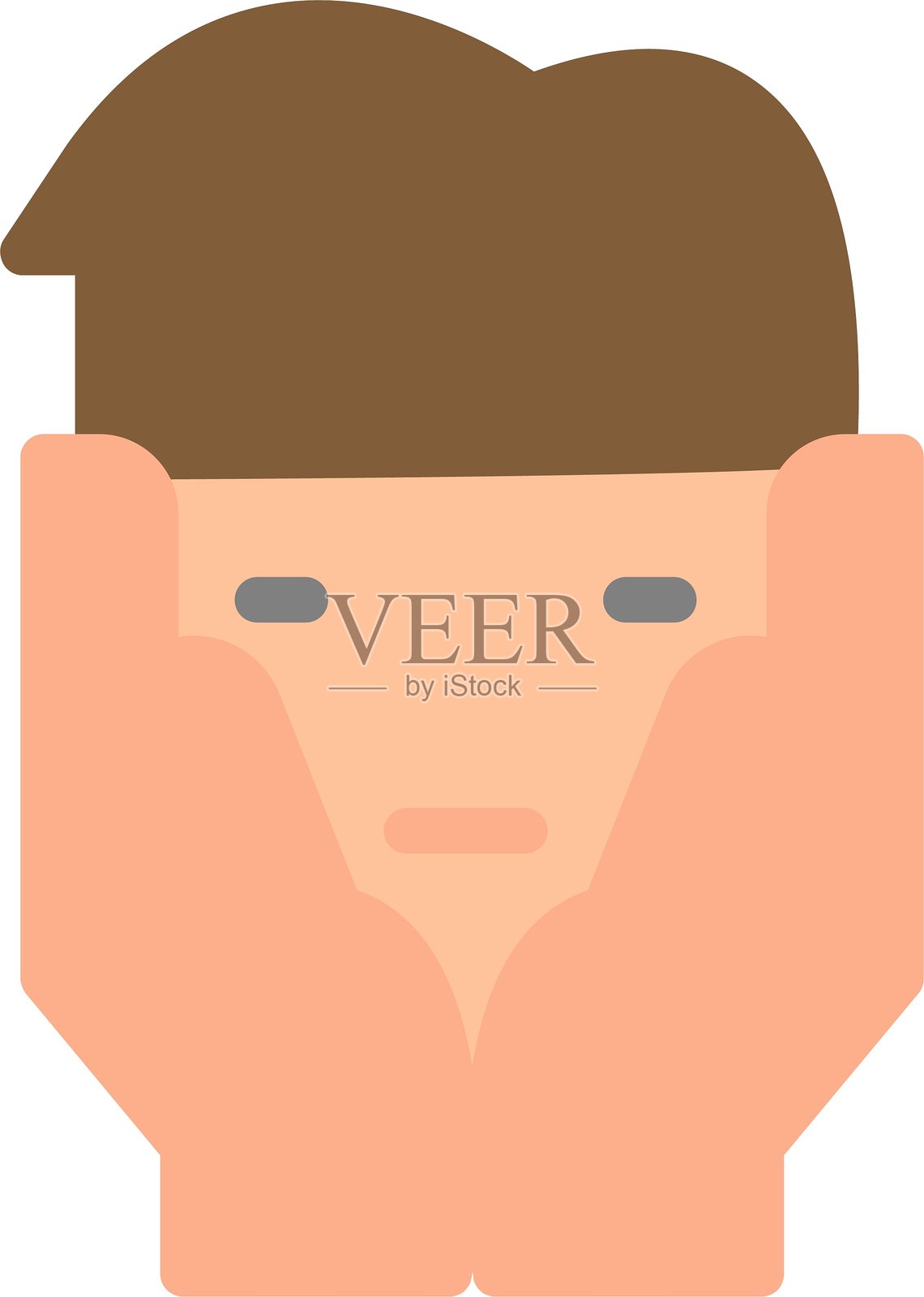 双手托头的扁平图标设计插画图片素材