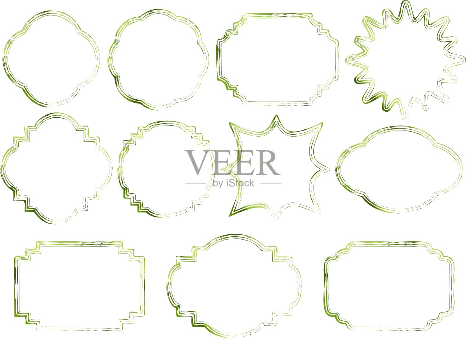 框刷 3, 4 黄绿色插画图片素材