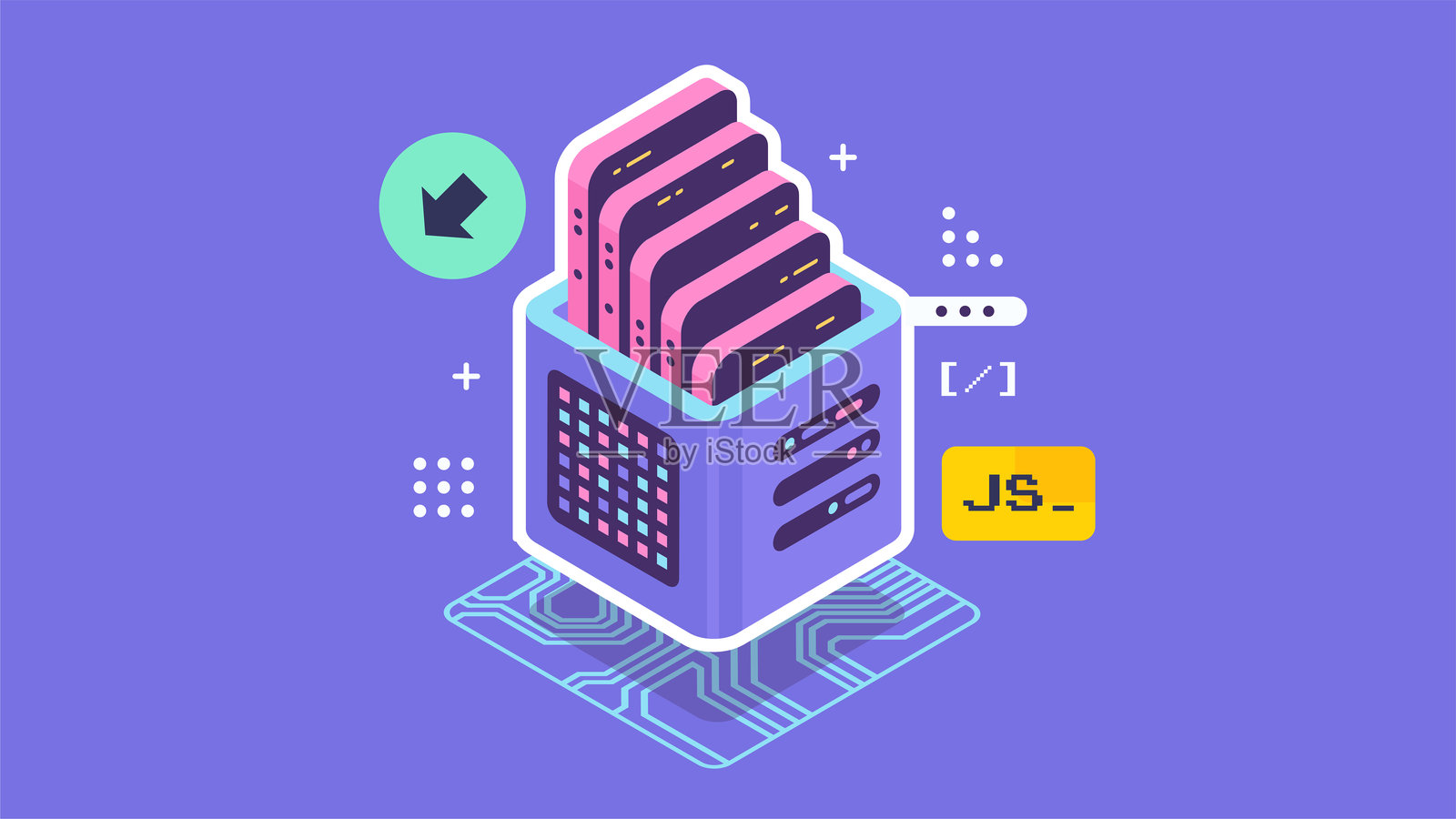 开源矢量插图。编程语言概念。开发者协议平台界面与代码信息。数字软件脚本。插画图片素材