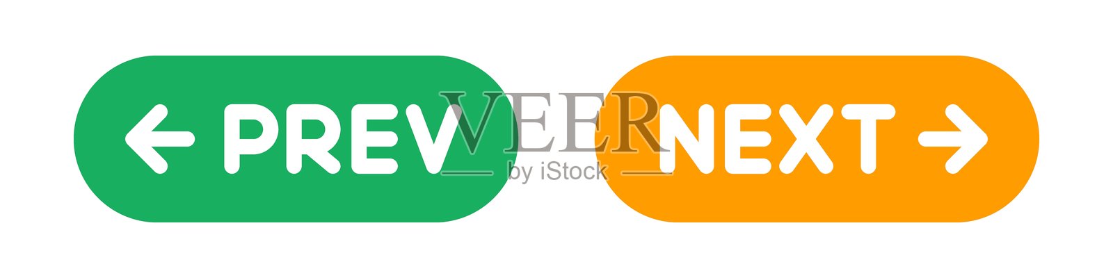 上一页和下一页导航按钮。上一个，下一个图标。矢量插图。插画图片素材