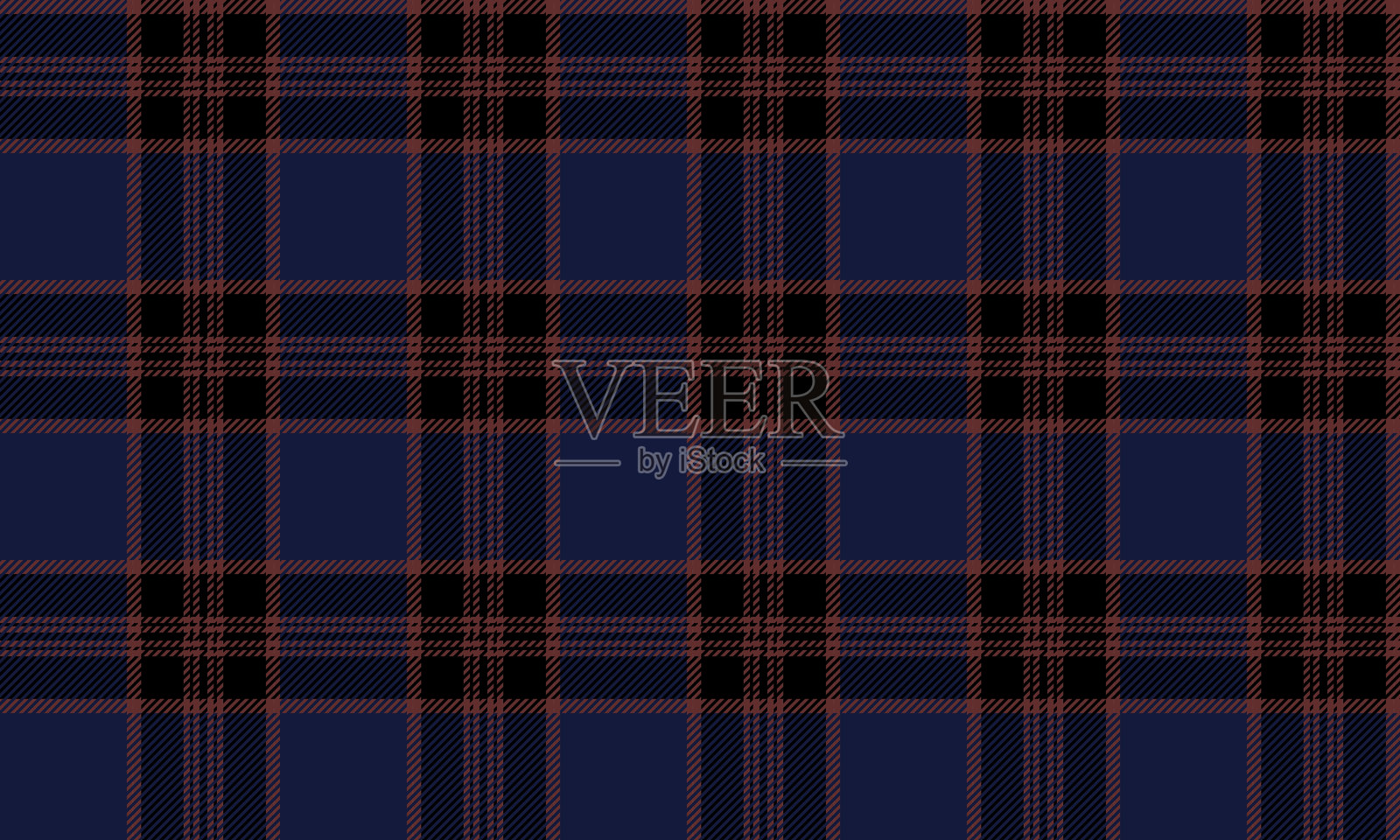 无缝格子图案，蓝色、黑色、棕色，适合纺织设计、服装、裙子、裤子、围裙、桌布，增添独特而时尚的个性，矢量插图。插画图片素材