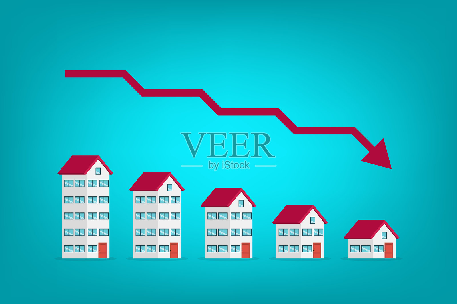 房价下跌插画图片素材