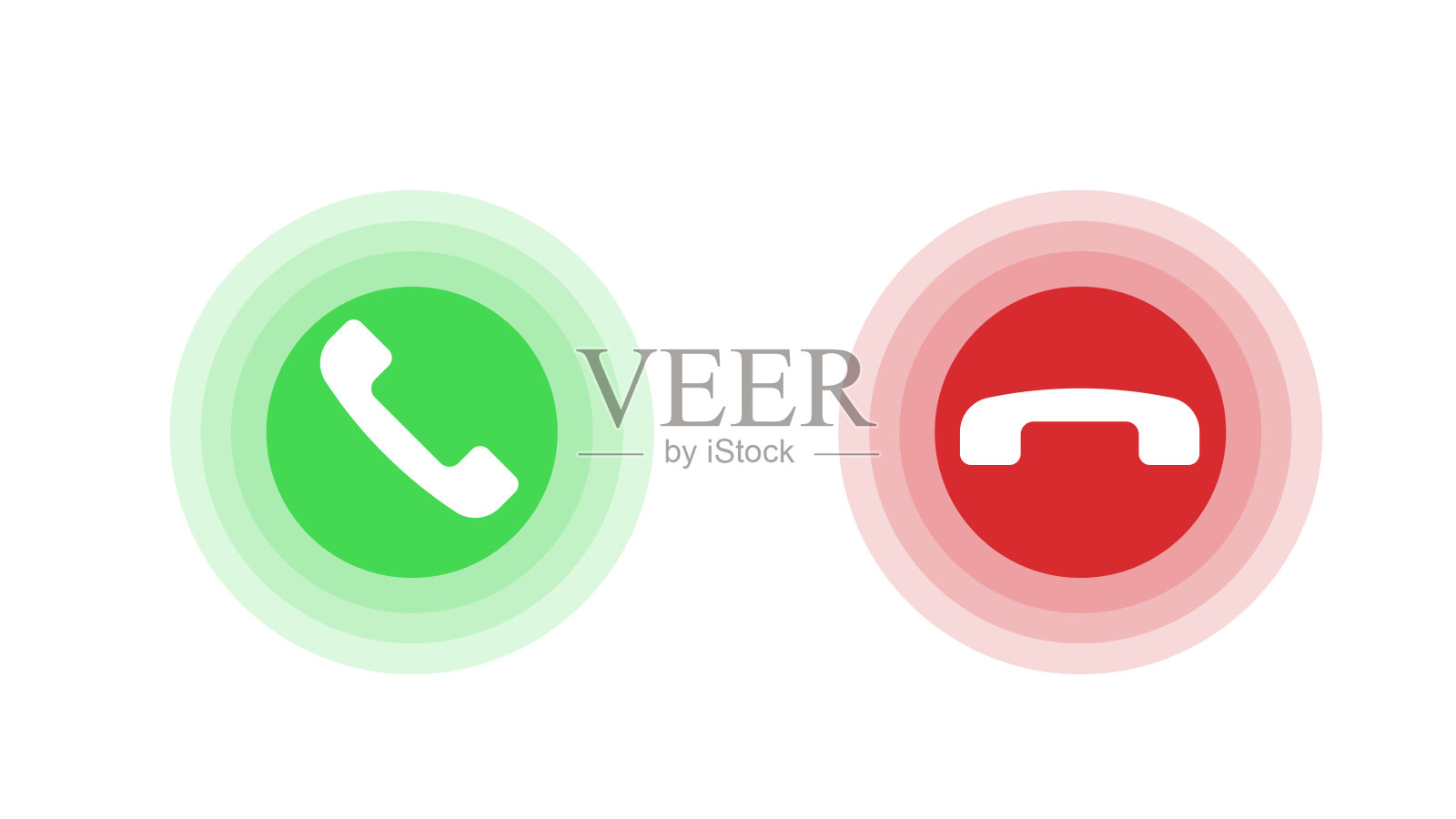 接听和拒接电话按钮。电话。电话图标。接听电话和拒接电话图标。插画图片素材