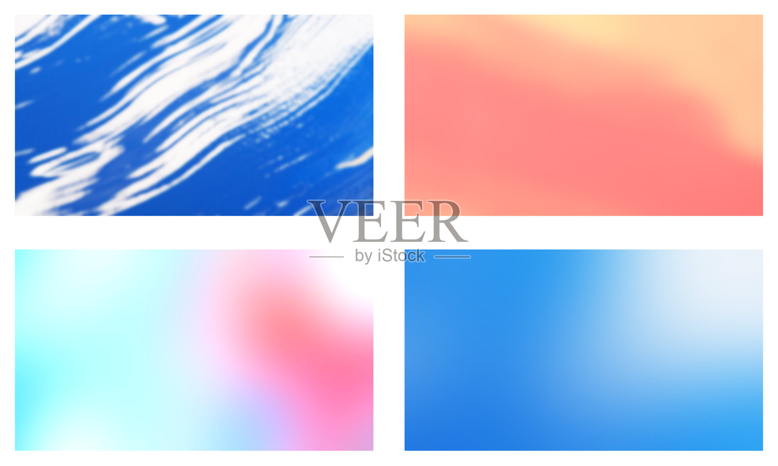 该套件包括平滑渐变、柔和混合以及生动的蓝色和白色抽象背景中的动态笔触图案。照片摄影图片