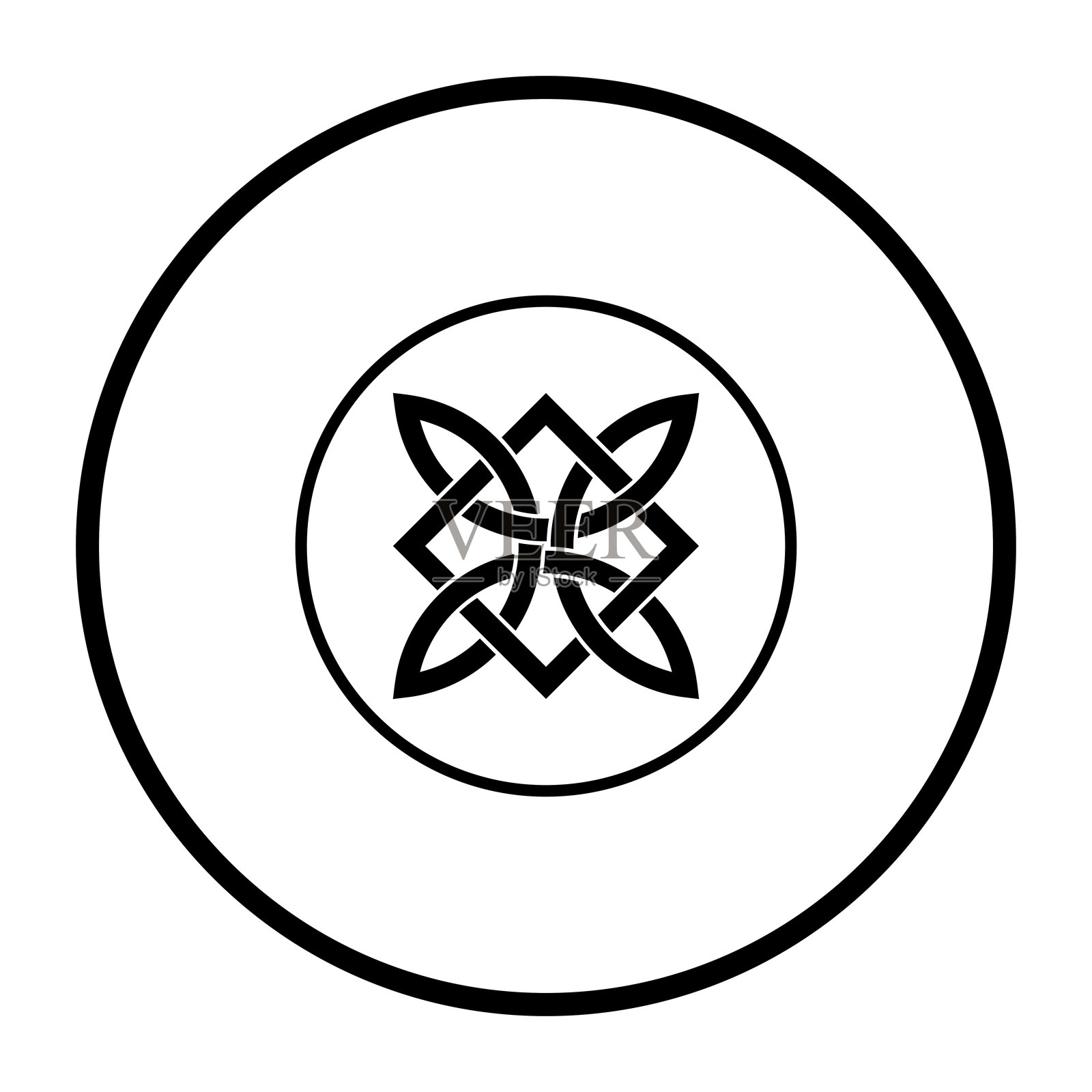 凯尔特四重结和方形的麦田怪圈图案插画图片素材