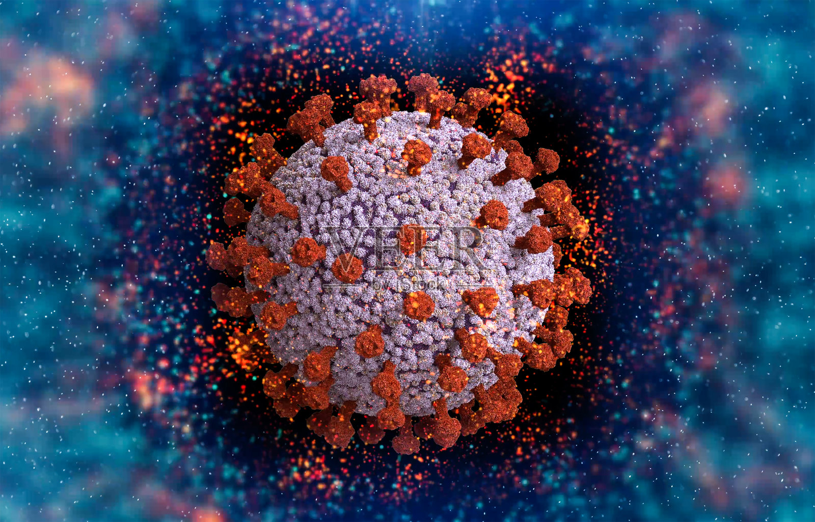 冠状病毒细胞或新冠病毒细胞疾病照片摄影图片