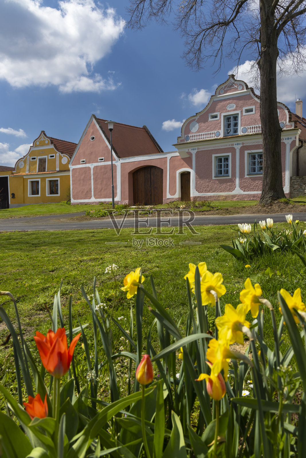 捷克共和国南波希米亚的男性克拉斯塔尼（塞德莱茨 - 男性克拉斯塔尼）村纪念碑保护区照片摄影图片