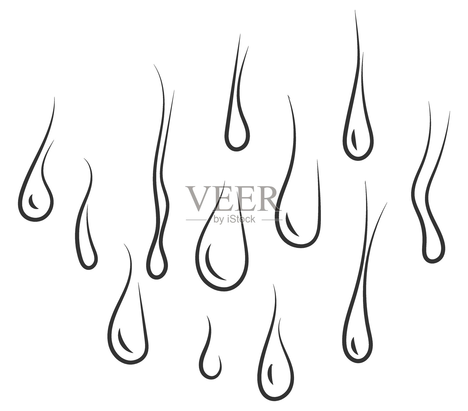 极简风格的矢量插图，展示了风格化的滴落形状。唤起释放、悲伤或流动的感觉。非常适合需要干净、象征性元素的设计。插画图片素材