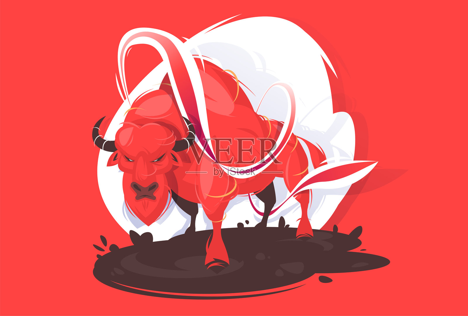 强壮健康的公牛矢量插图。插画图片素材