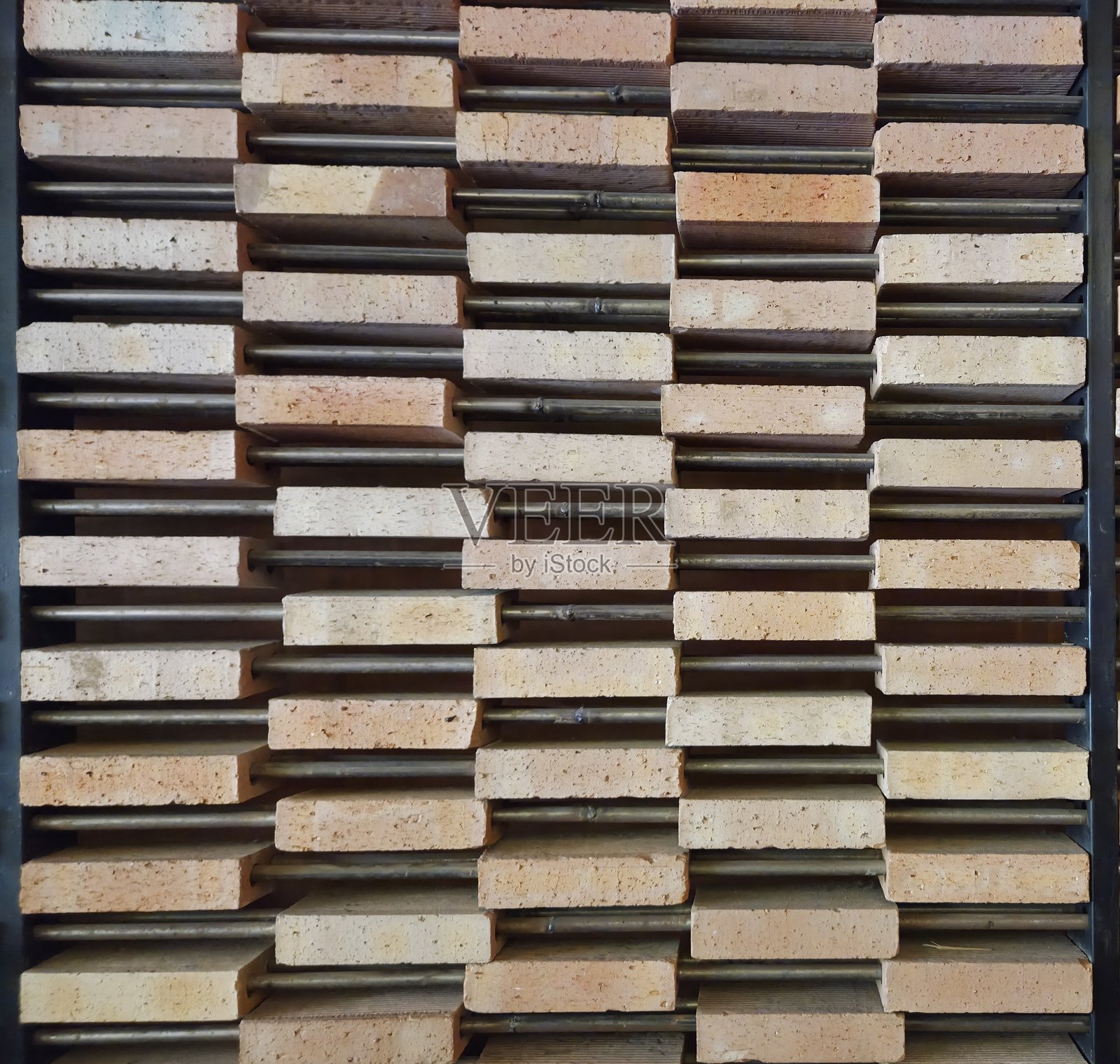 带有方形和矩形图案的砖墙照片摄影图片