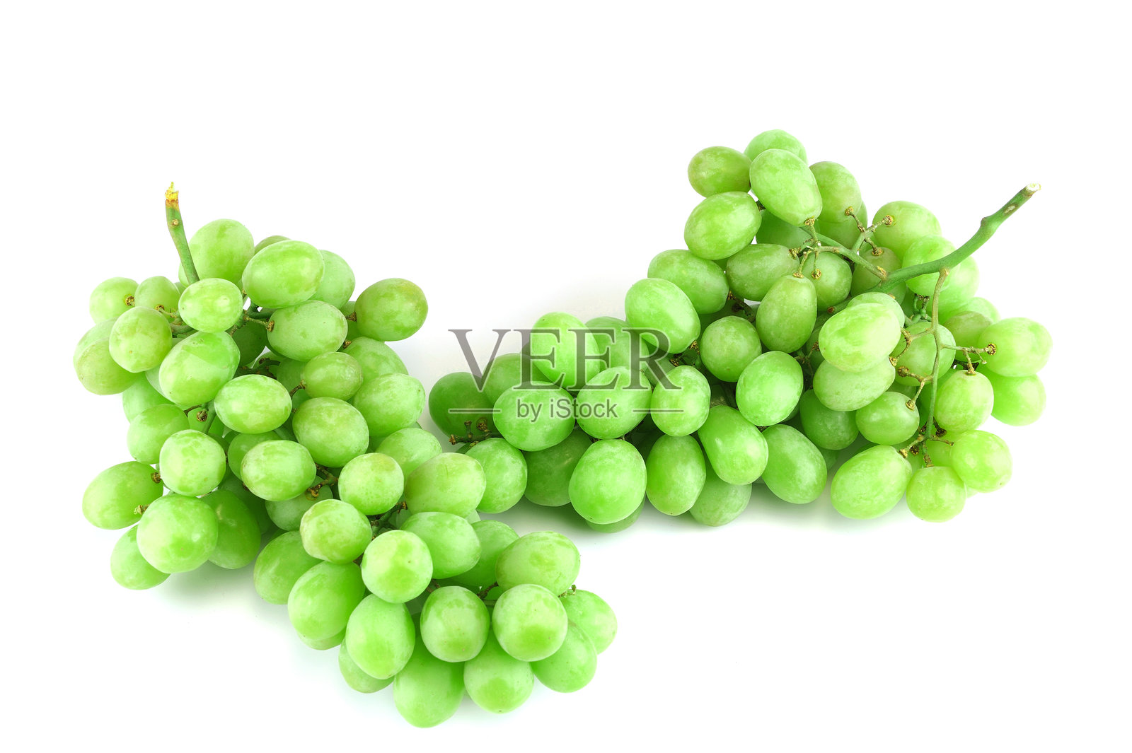 新鲜的绿色葡萄，背景为白色照片摄影图片