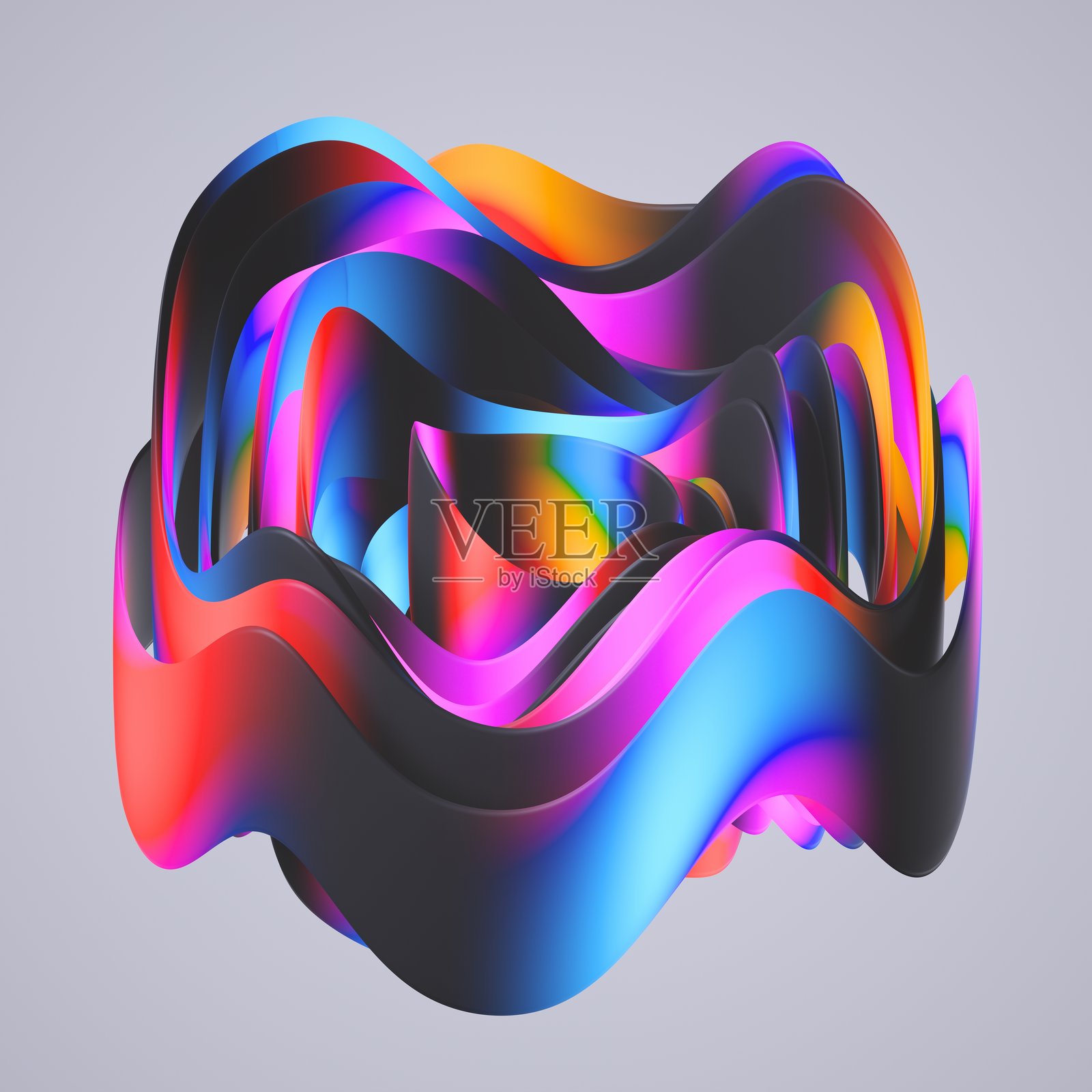 抽象的多彩丝带结，孤立在中性背景上，简单现代的物体，3D渲染图照片摄影图片