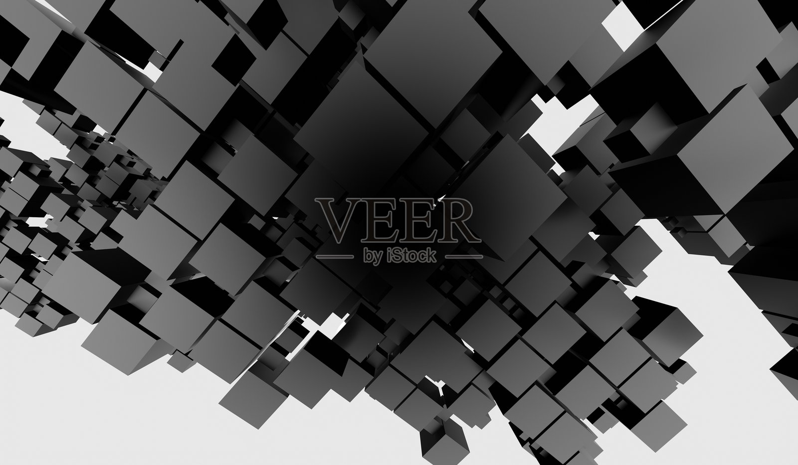 抽象背景方形闪亮立方体3D插图照片摄影图片