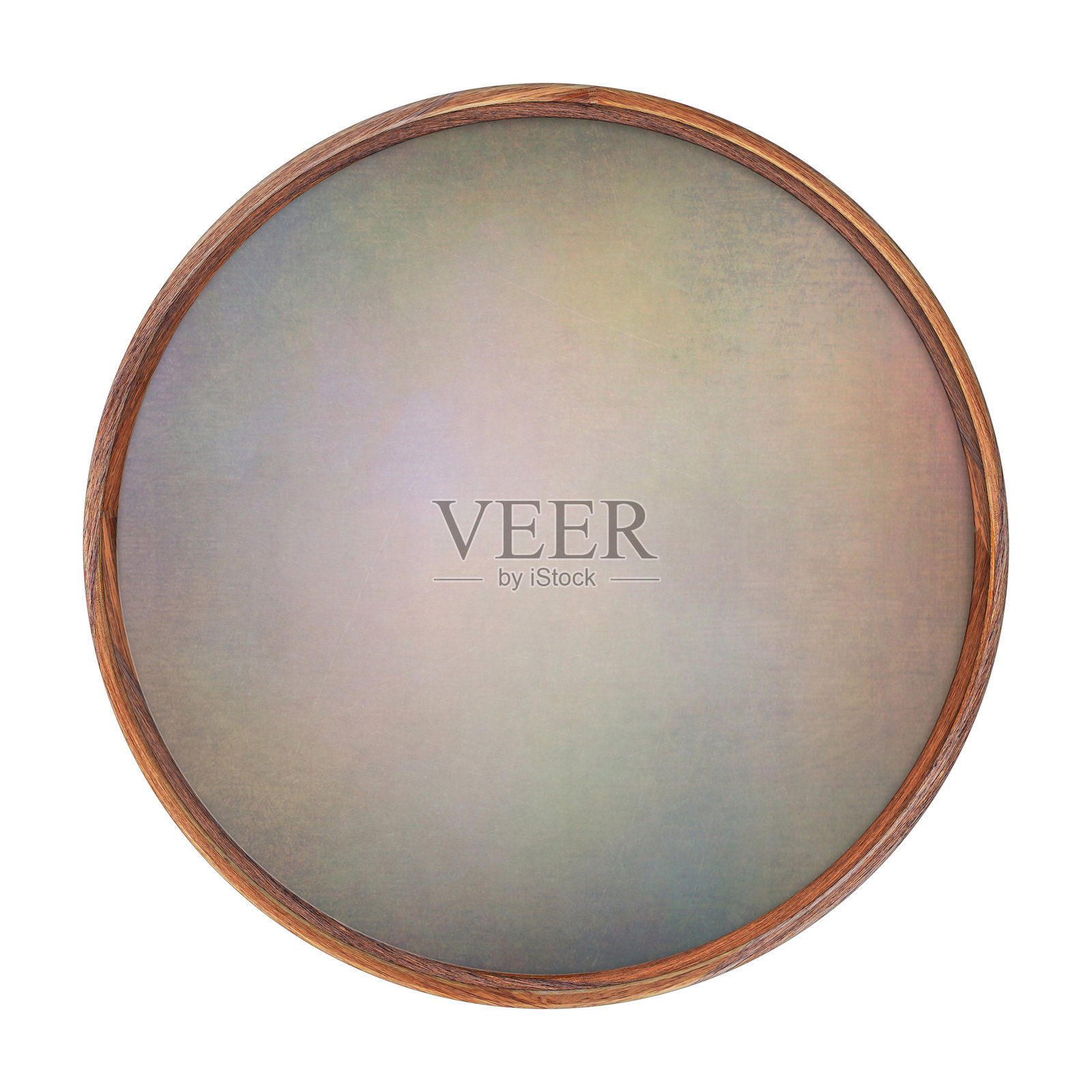 木框。带有彩色抽象填充纹理的空方框，孤立在白色背景上。圆形框。空白框。招牌模型。旧框。照片摄影图片