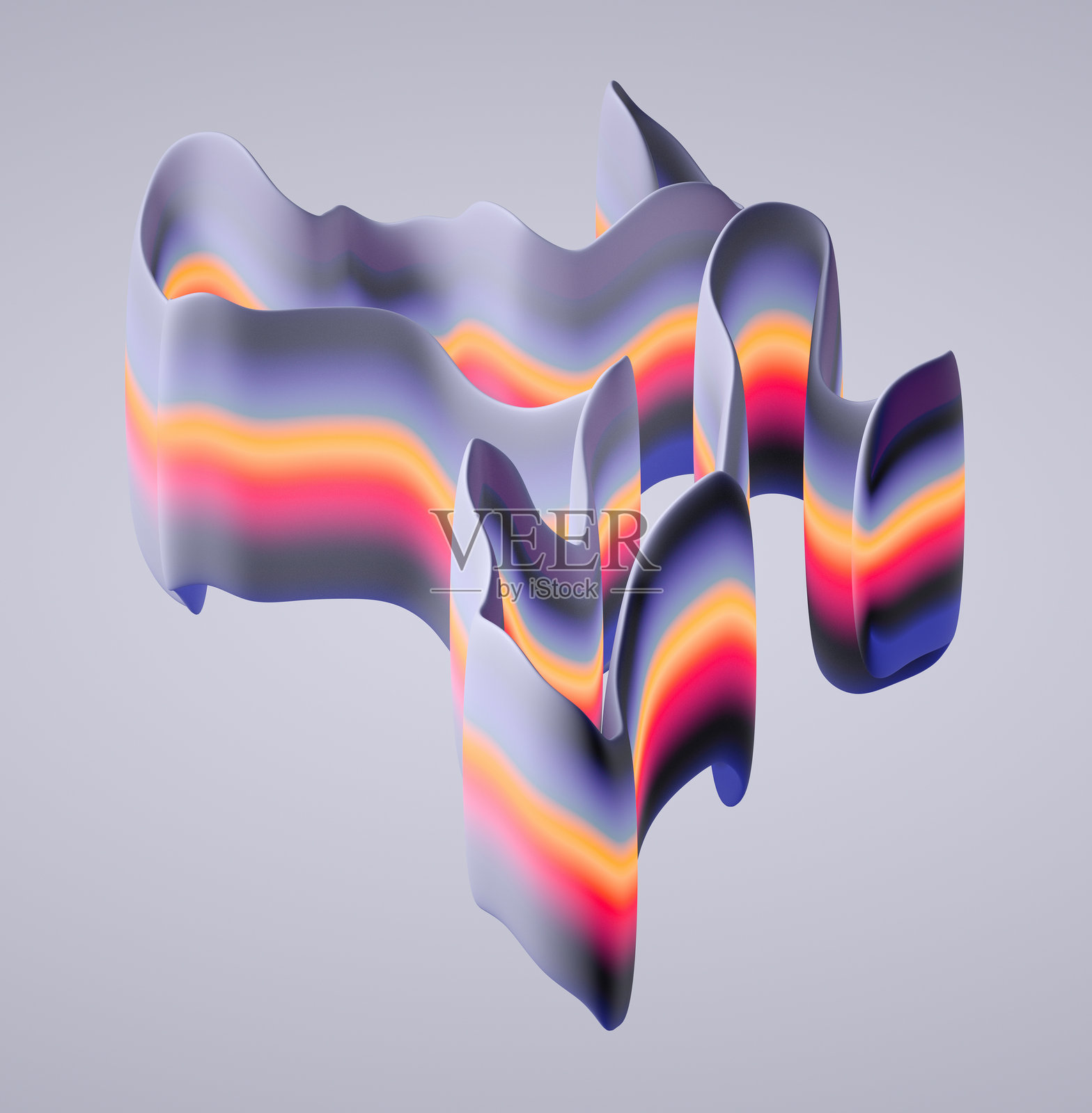 抽象的多彩蛇形丝带，孤立在中性背景上，简单现代的物体，3D渲染照片摄影图片