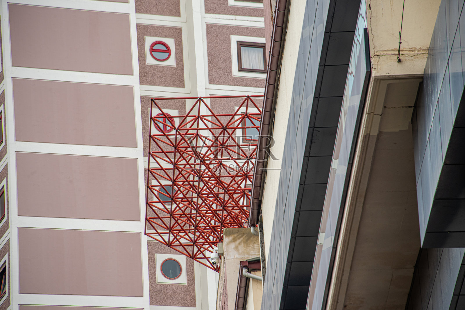 建筑金属桁架系统的细部结构照片摄影图片