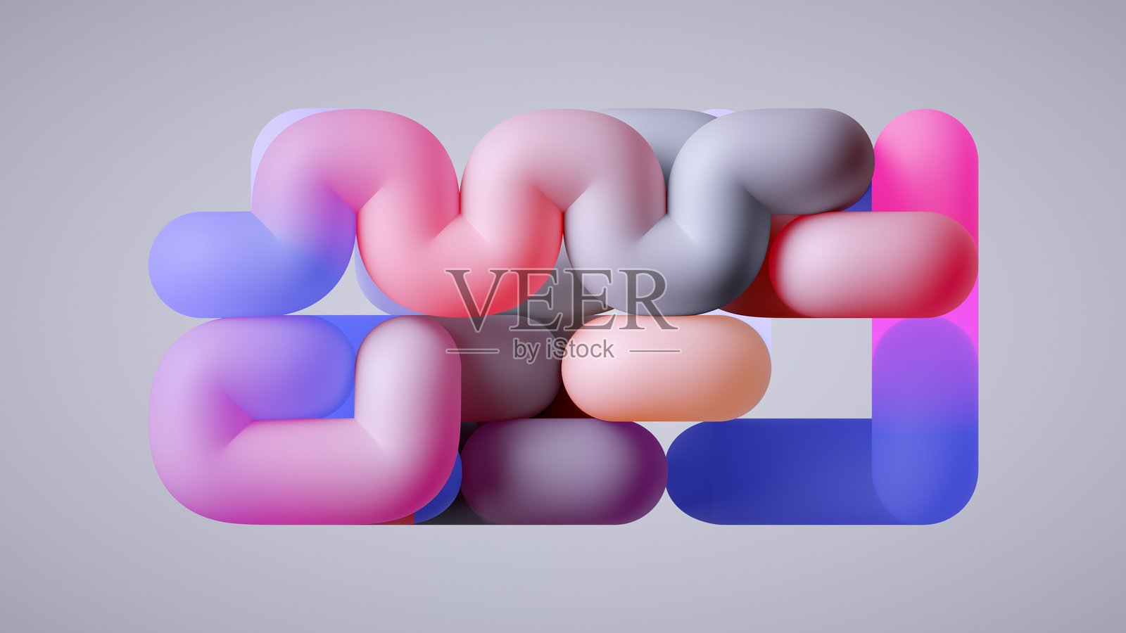 3D渲染，抽象极简主义的柔和色调圆润形状背景。多彩简单的壁纸照片摄影图片