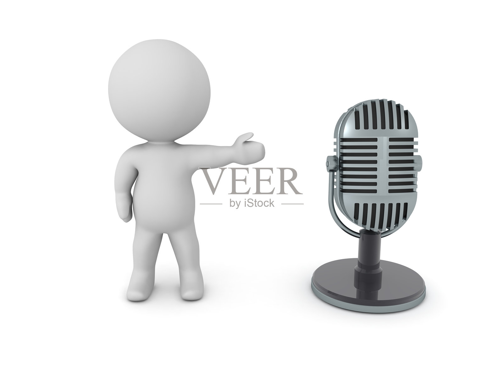 展示麦克风的3D角色照片摄影图片