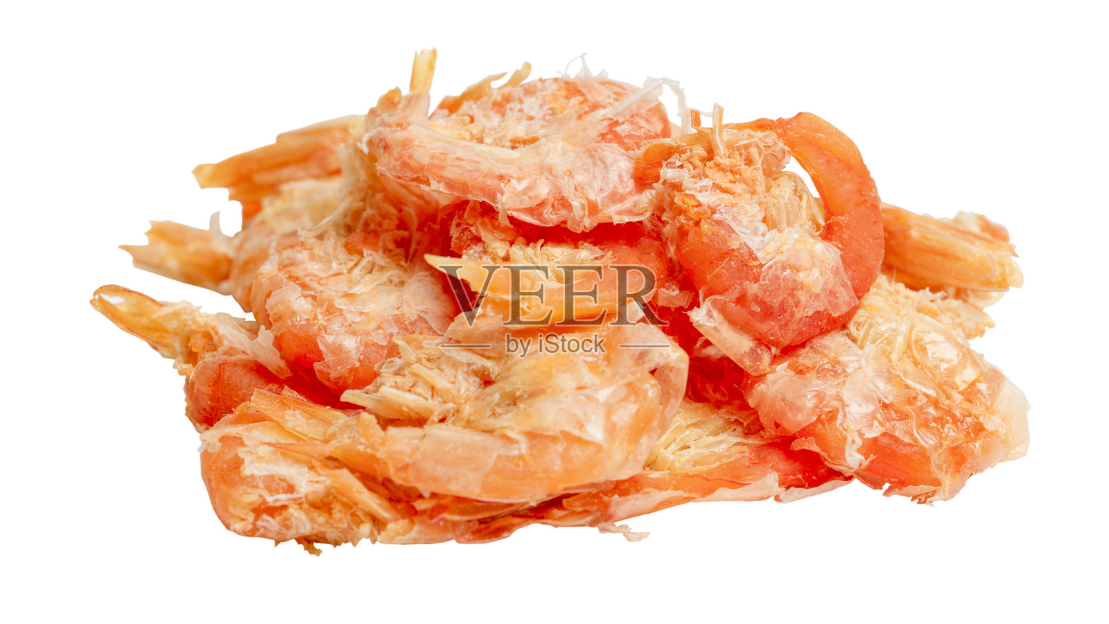 大号干虾在白色背景上。照片摄影图片