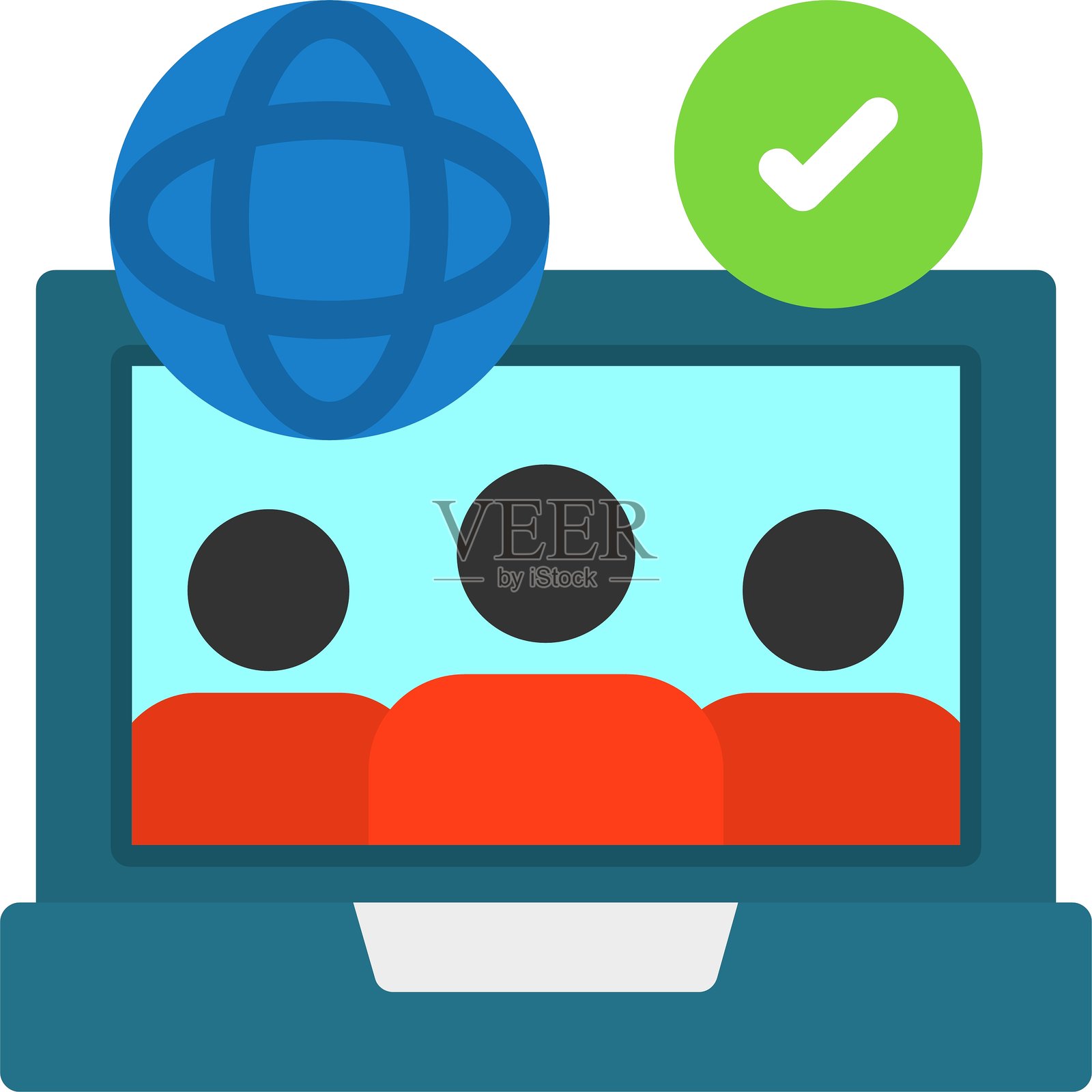 远程工作文化扁平风格图标设计插画图片素材