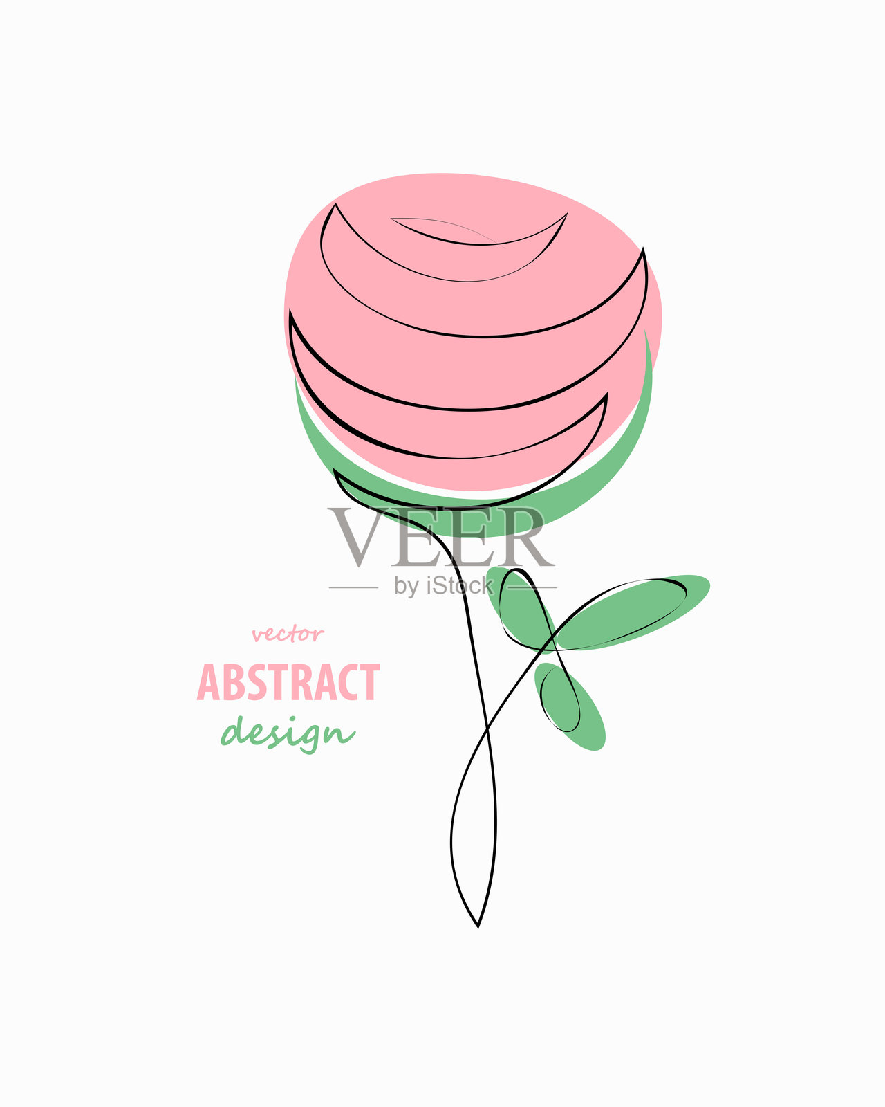 简单的一笔画玫瑰花。插画图片素材