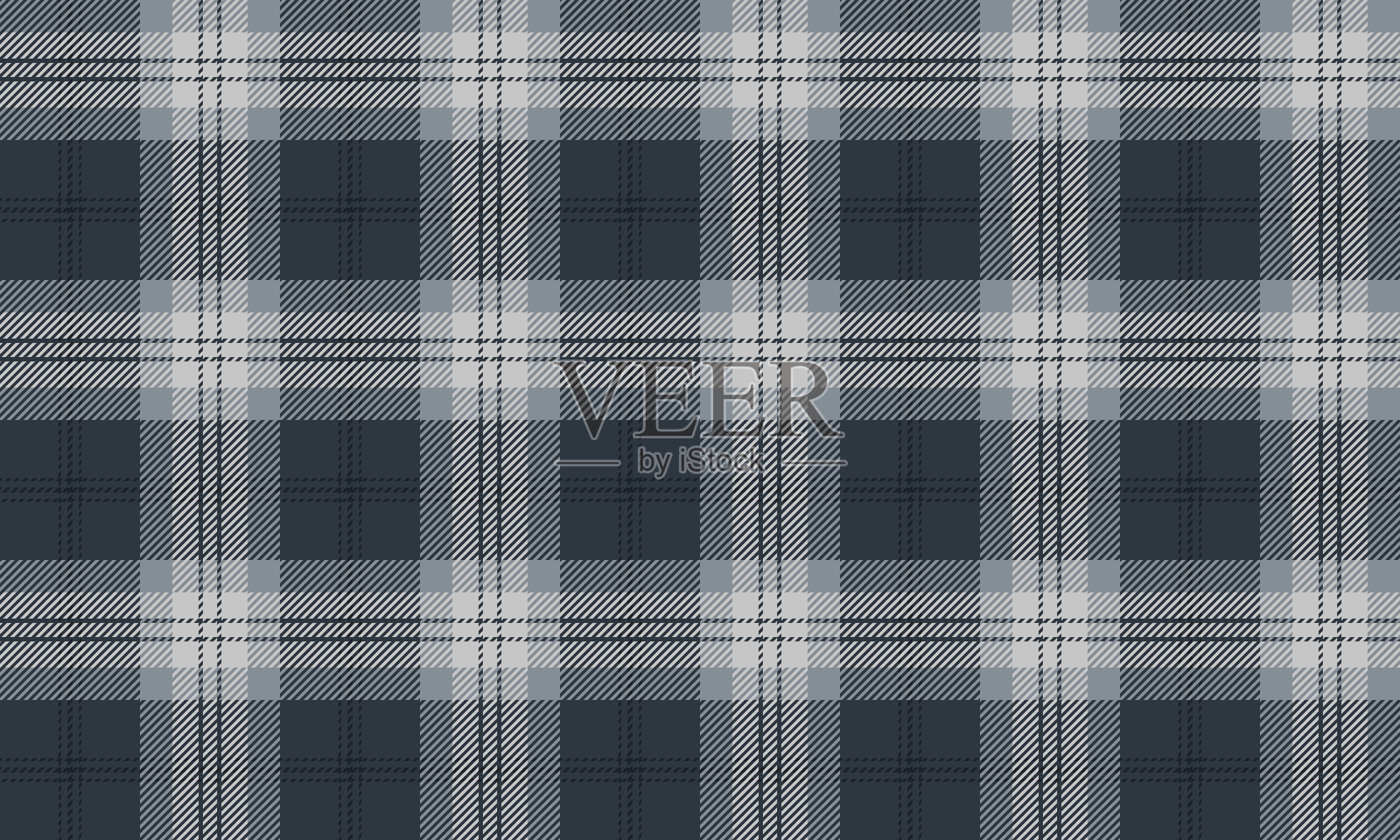 无缝格子图案，蓝色、白色、灰色，经典风格，适合设计服装、裙子、裤子，展现简单而优雅的外观，现代感，矢量插图。插画图片素材