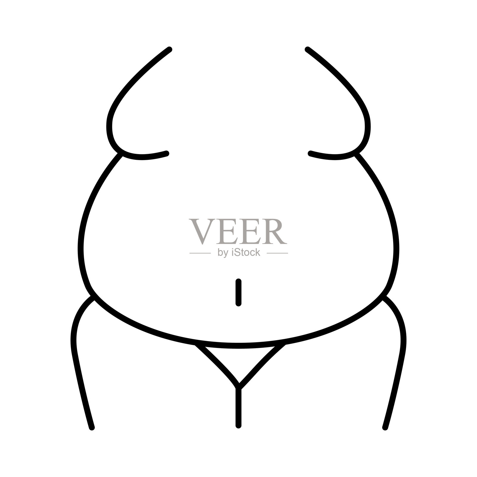 健康生活方式的胖线图标。健身、健康、幸福、锻炼、运动、锻炼。插画图片素材