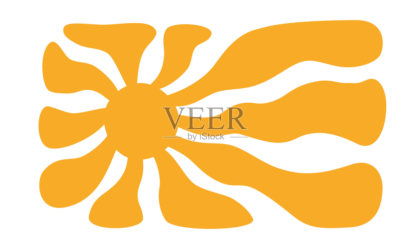 黄色阳光的迷幻背景。波浪形光线呈现出迷人的风格。抽象的阳光爆发海报。迷幻纹理。70年代、80年代设计。放射状波浪线。矢量插图，背景为白色。插画图片素材