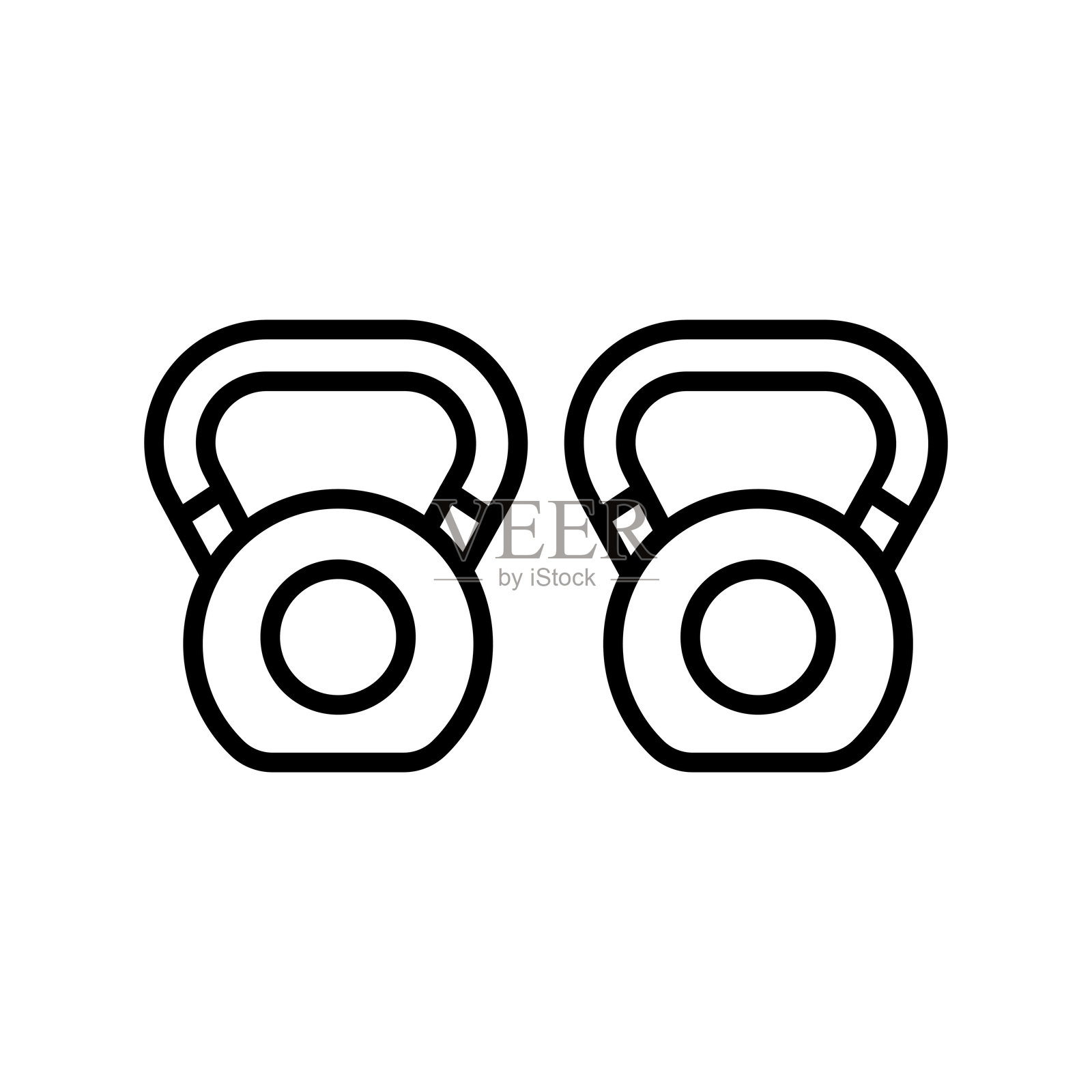 壶铃黑色线条图标，适用于数字和印刷项目。插画图片素材