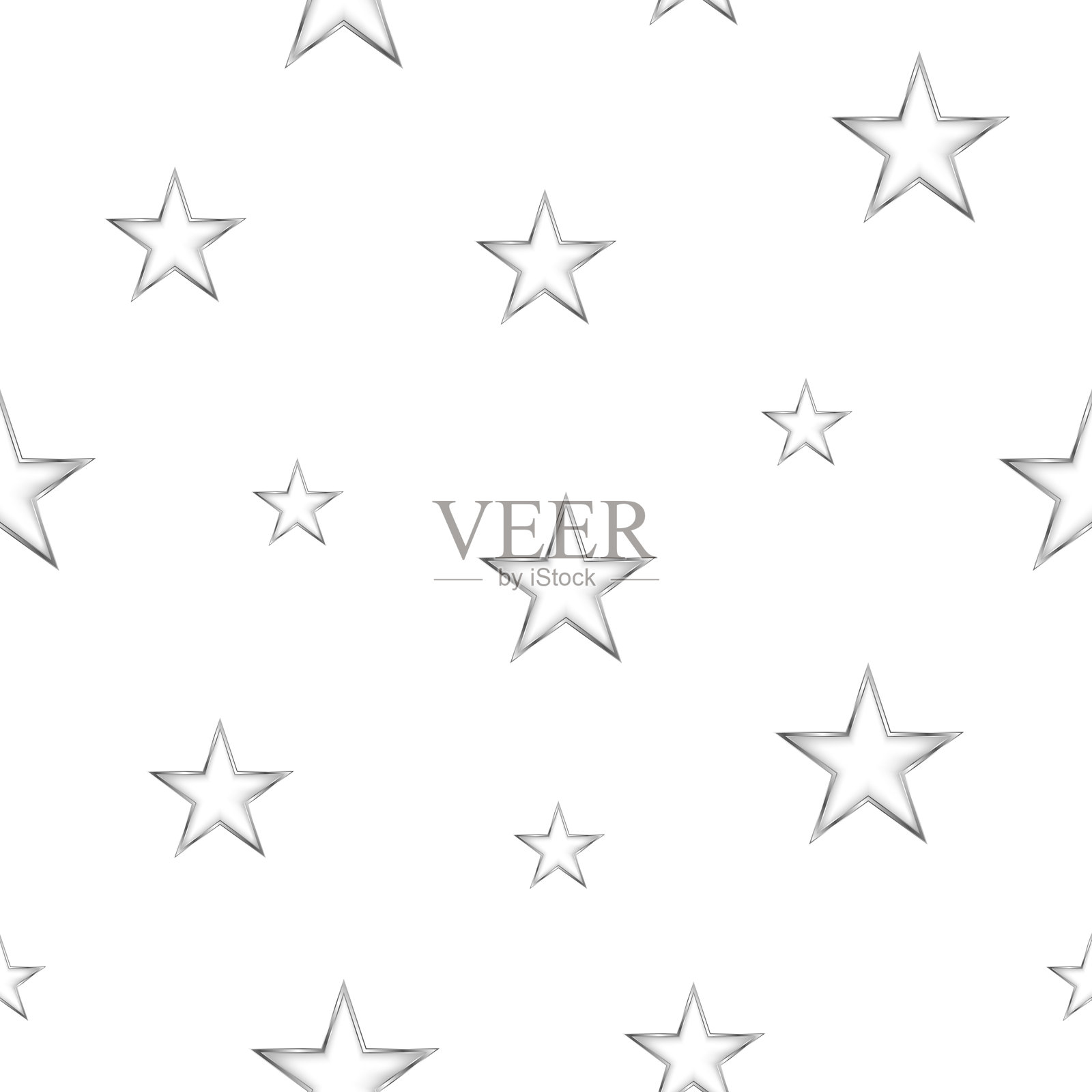 银色星星无缝图案插画图片素材