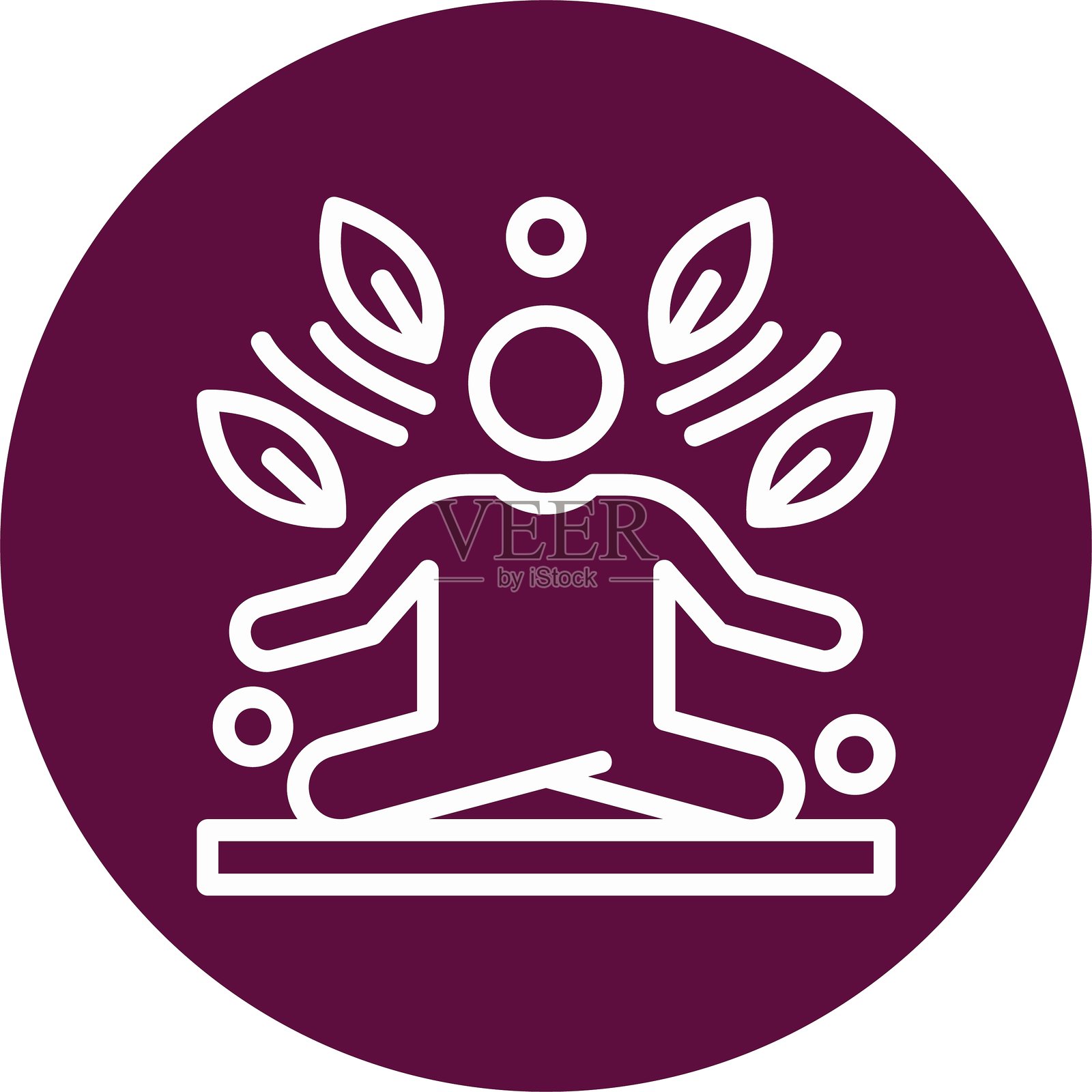 冥想线条圆形风格图标设计插画图片素材