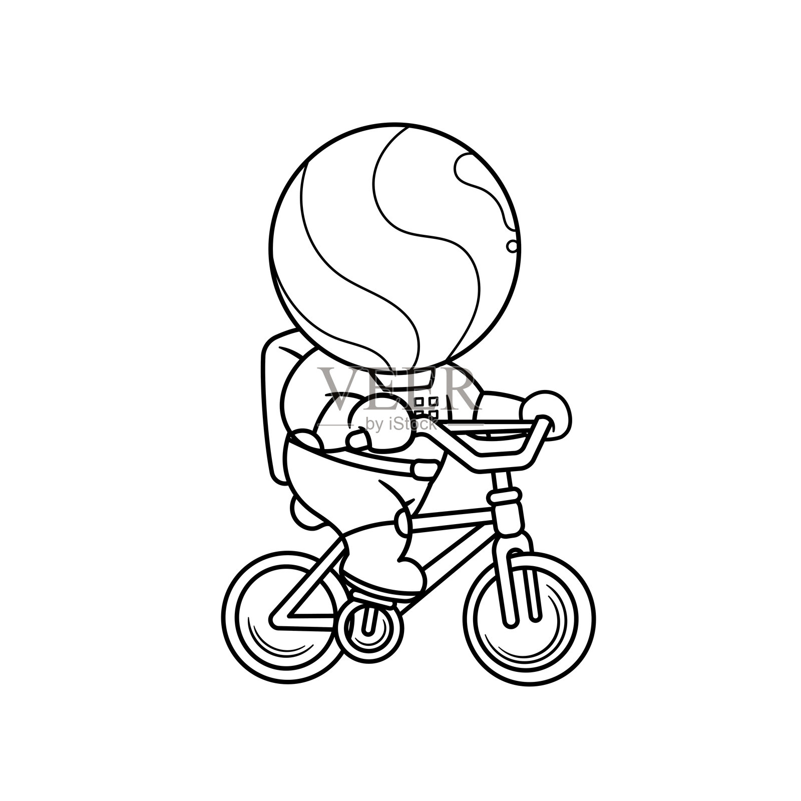 可爱的宇航员骑自行车的卡通形象插画图片素材