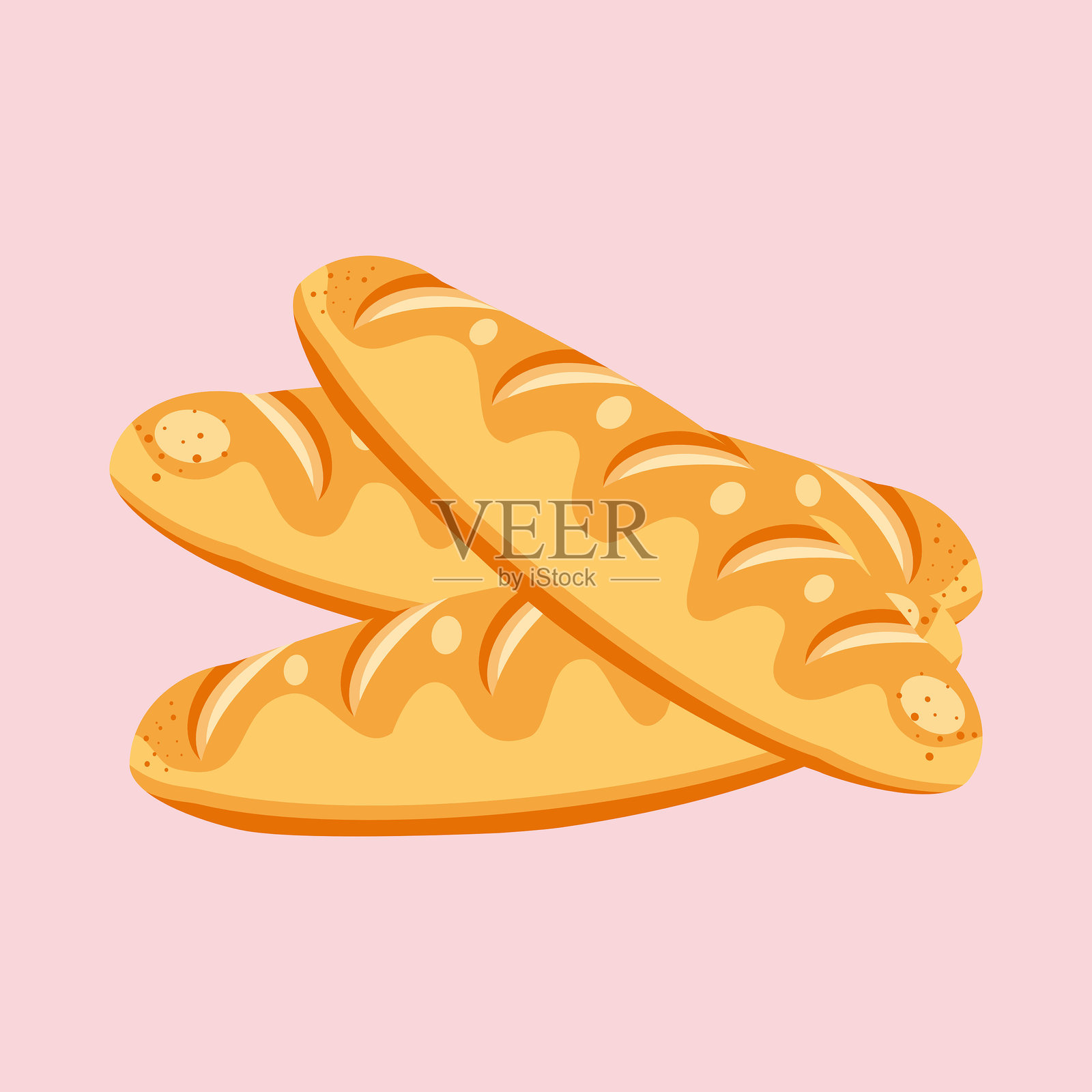 新鲜出炉的法式长棍面包，完美适用于烹饪项目、菜单或面包店主题。矢量插图。插画图片素材