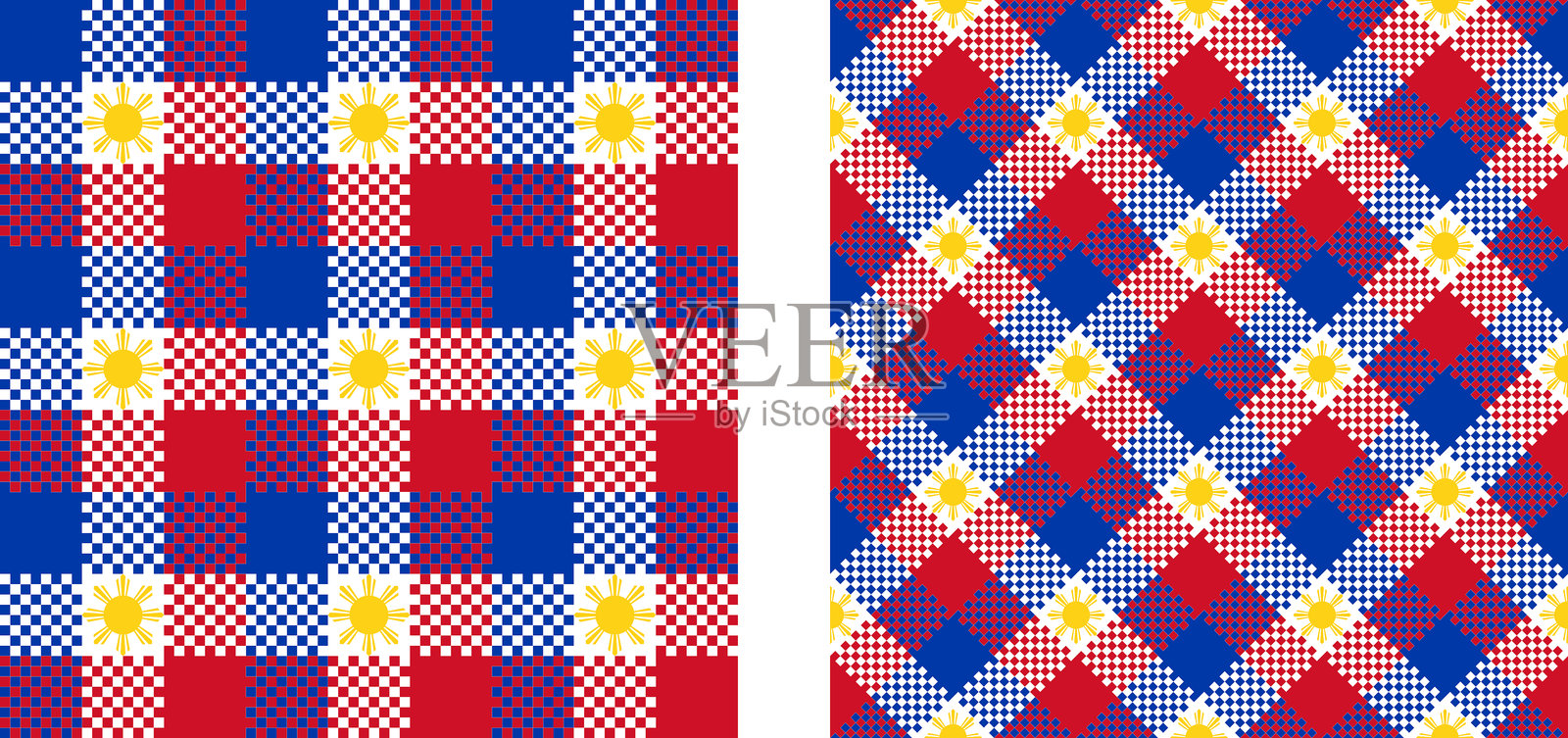 菲律宾图案集。用于装饰等的格子背景。矢量插图。插画图片素材