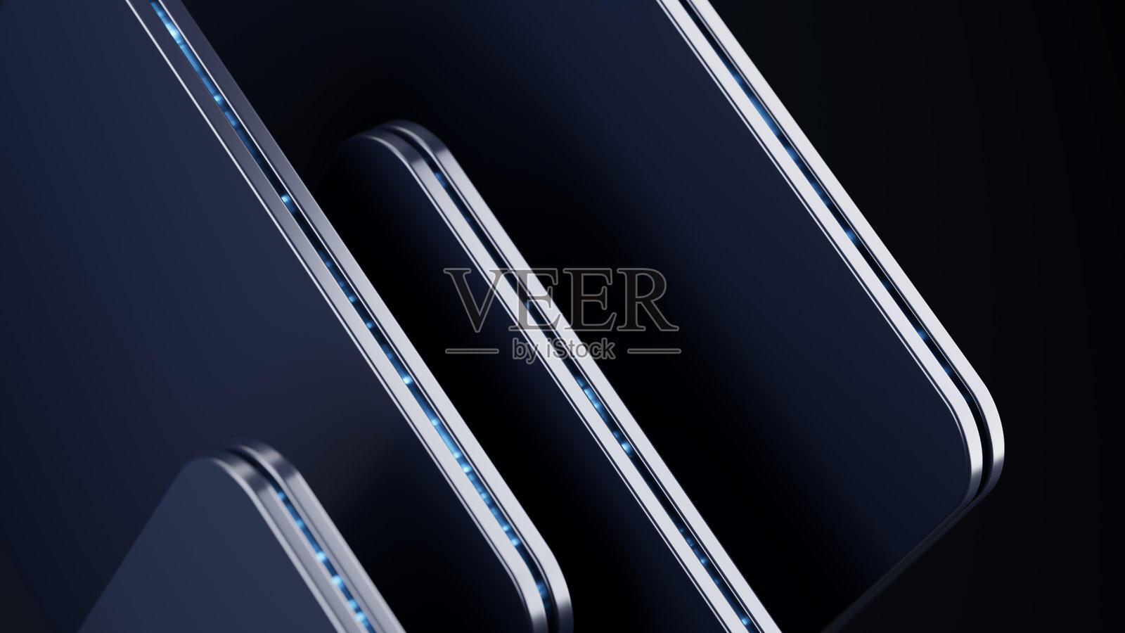 流线型未来主义面板配有LED灯光，展示抽象构图中的极简设计照片摄影图片