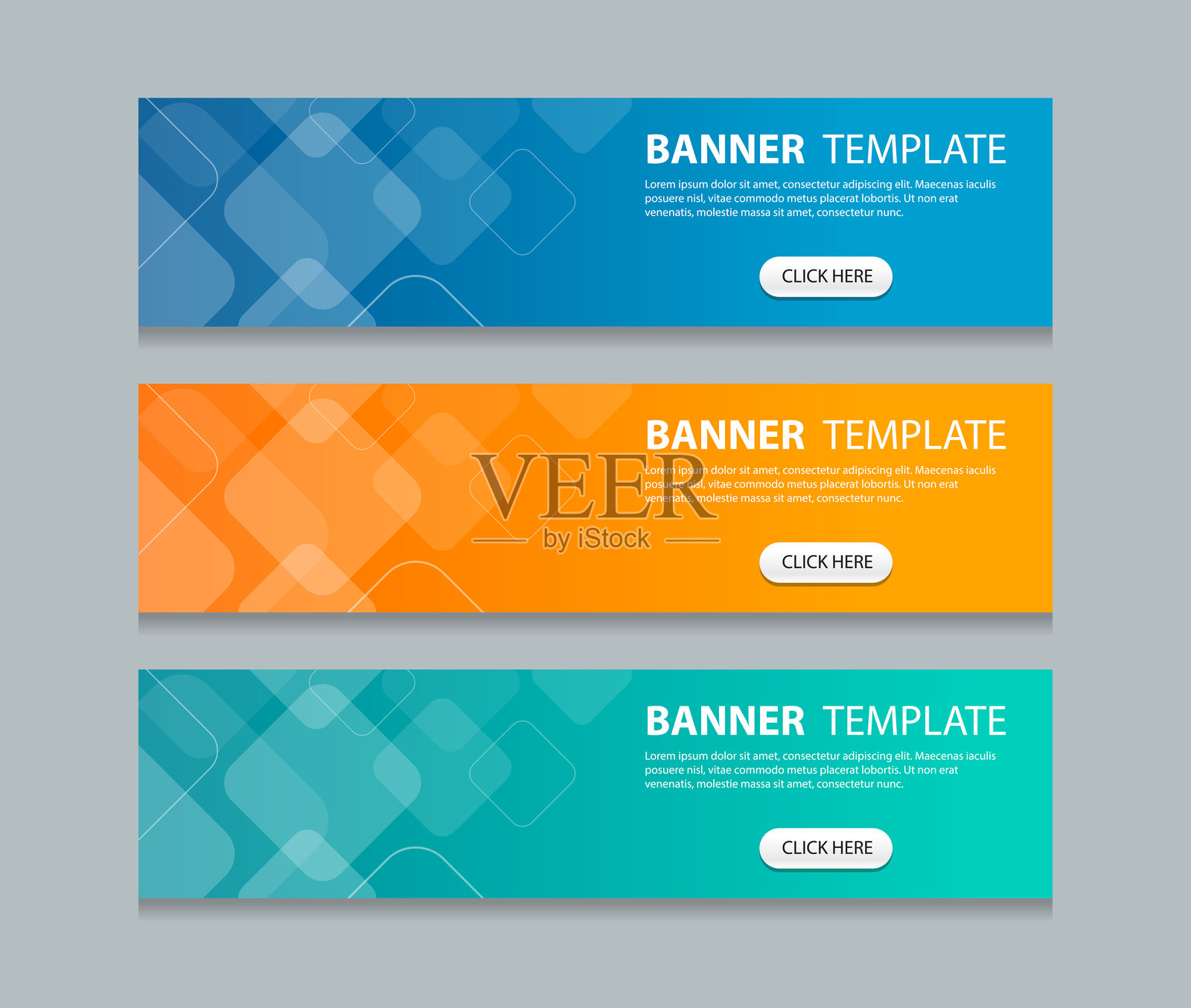 抽象的横幅网页设计背景模板。三种颜色渐变风格。适合网页和社交媒体广告。矢量插图文件。插画图片素材